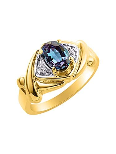 RYLOS 14K Gold Plated Sterling Silver XOXO Hugs & Kisses Ring for Women - 7x5mm Gemstone & Genuine Diamond Jewelry - Size 5-10 - Perfect for Valentine's Day, Anniversary & Romantic Gifts