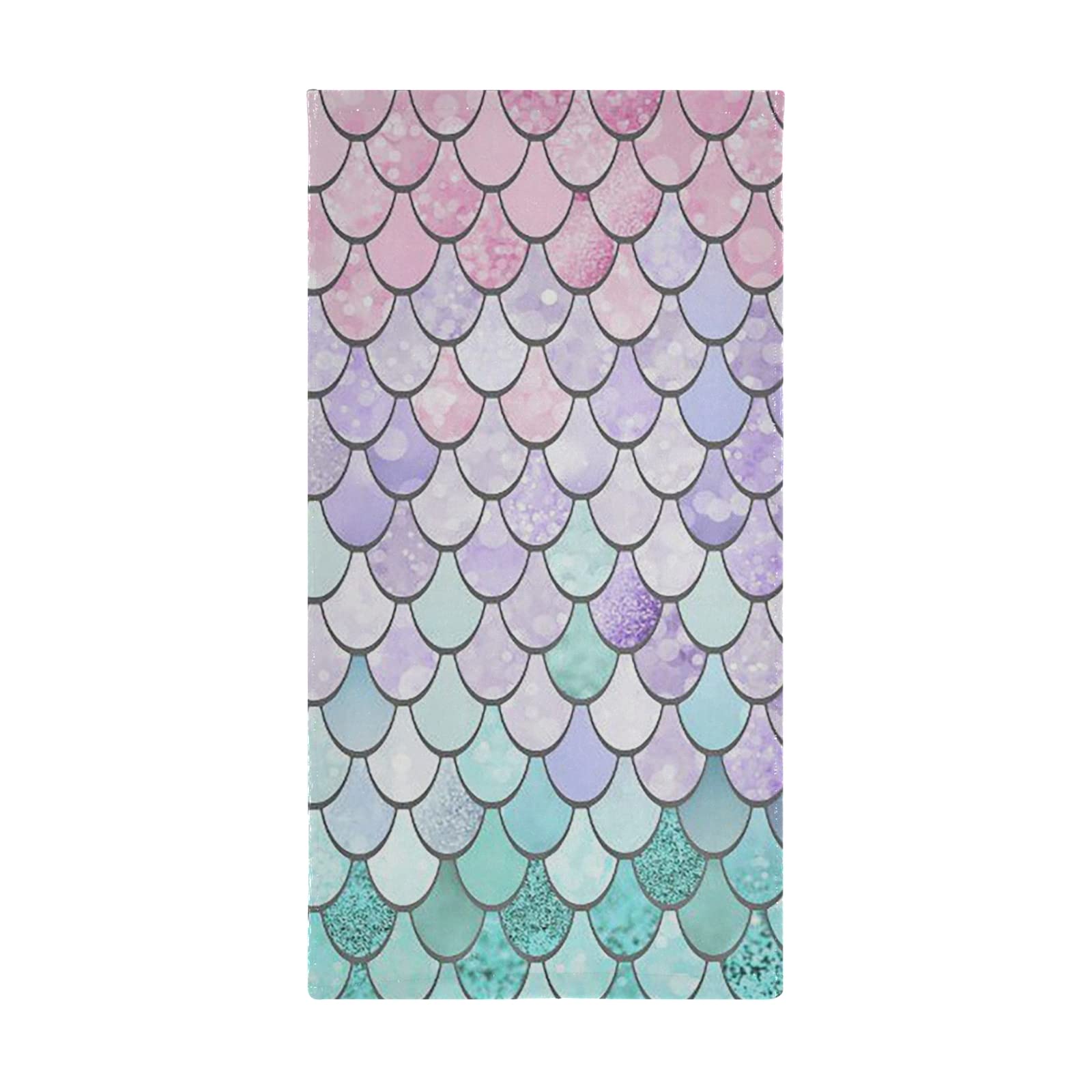 Wamika Mermaid Scale Bath Towel Set - Super Absorbent Hand & Dish Towels (2 Pack, Pink & Turquoise) for Kitchen, Bathroom & Beach Use