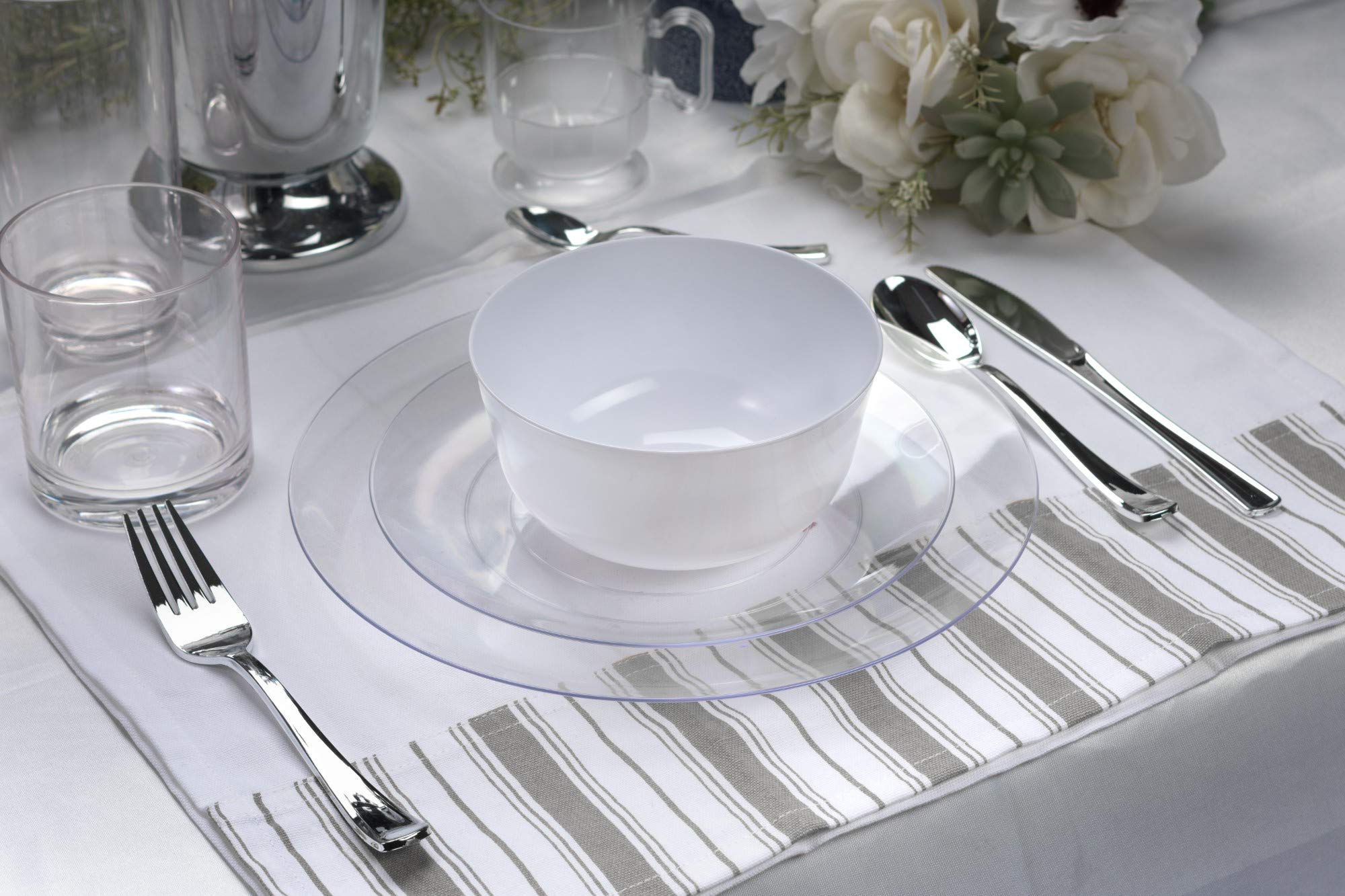 Trendables™ 40-Pack Premium Glass-Look Disposable Plastic Plates Set - 20 x 10.25
