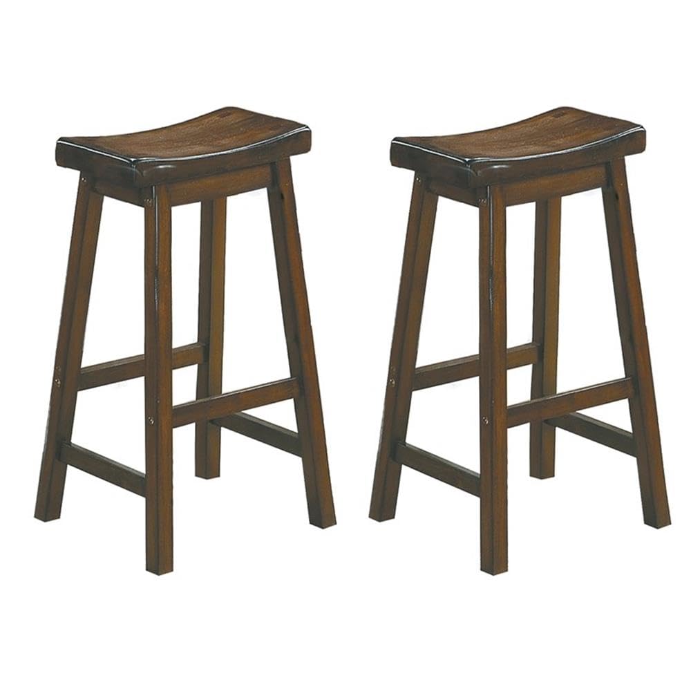 Homelegance Saddleback 29-Inch Bar Stools, Cherry Wood Counter Height Stools, Set of 2 - Perfect for Kitchen Islands, Breakfast Bars & Home Bars