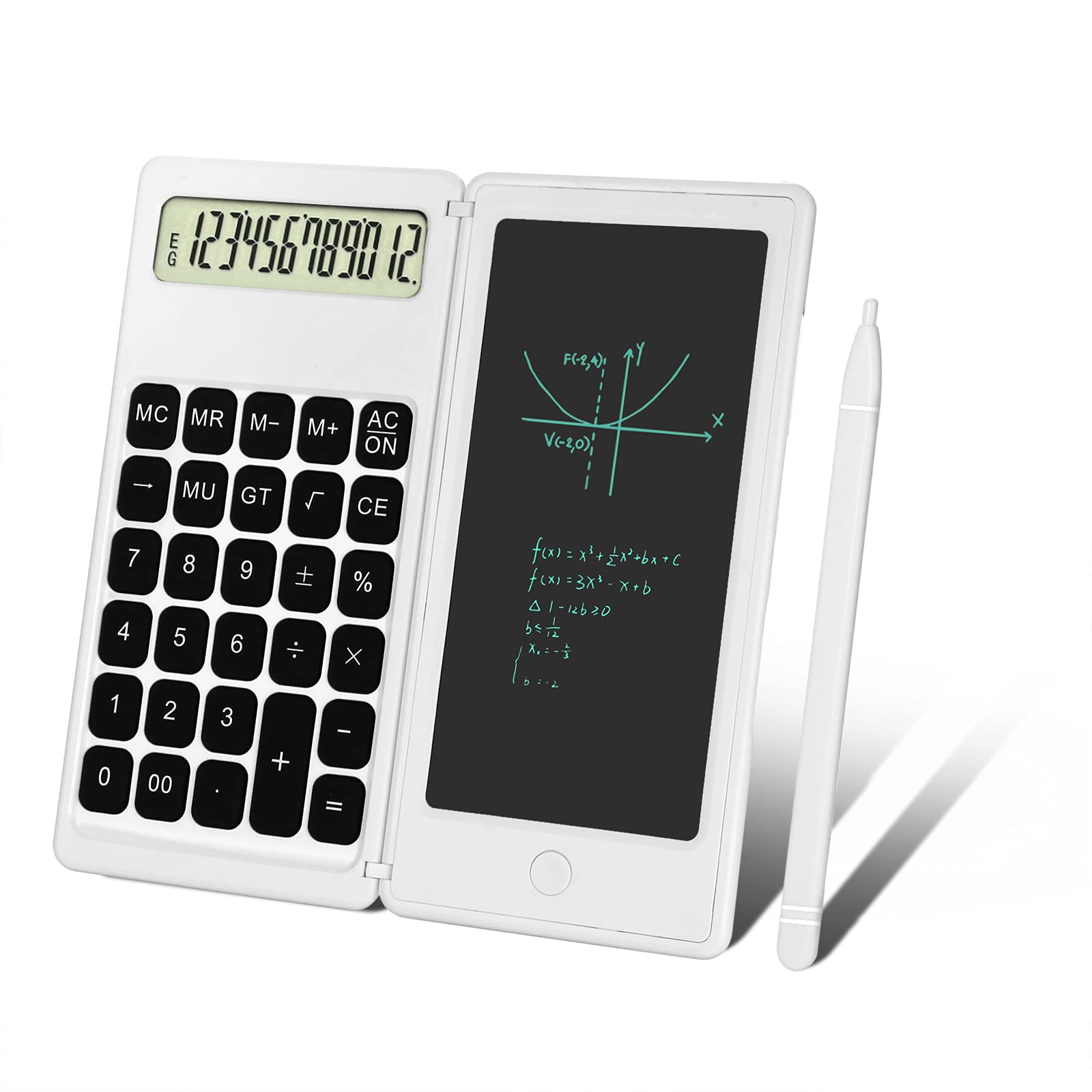 Aucanla 12-Digit Desktop Calculator with Writing Tablet - Large LCD Display, Solar & Battery Powered - Perfect for High School Students, Office & Accounting Use - Back to School Supplies & Math Classroom Essentials