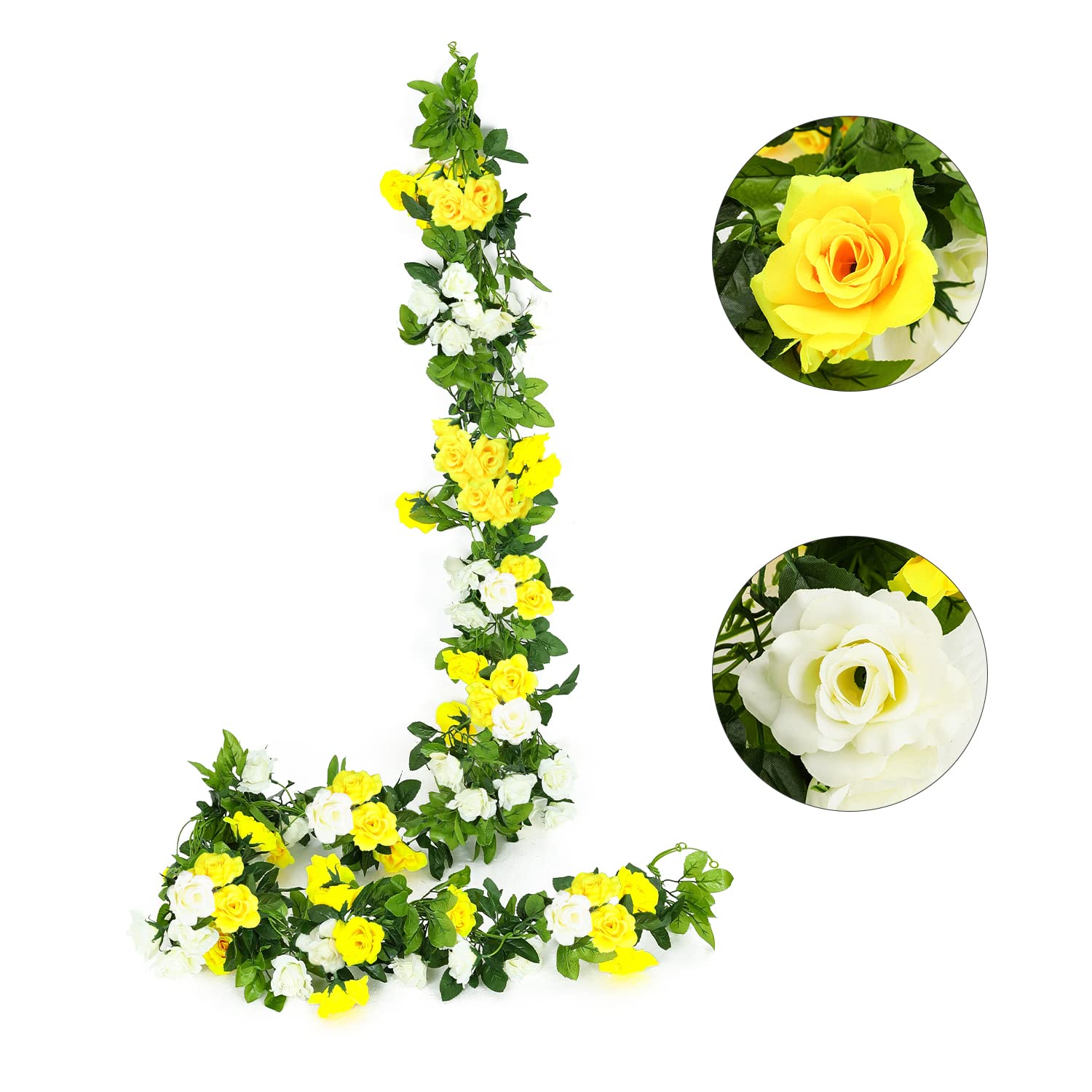 JUSTOYOU 2 Pack (15.8FT) Artificial Rose Garland Vines - Silk Fake Rose Flowers for Wedding Backdrop, Party Arch, Home Decor, Hanging Floral Arrangement - Perfect for Wedding, Birthday, Baby Shower & Home Decoration
