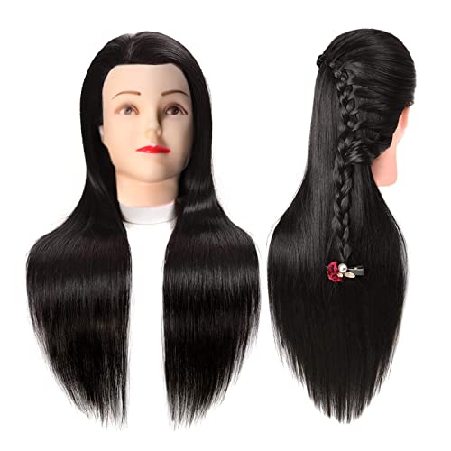 KAVIN Professional Styling Mannequin Head with Synthetic Hair & Clamp Holder - Perfect for Salon Training, Hair Styling Practice & Makeup Application