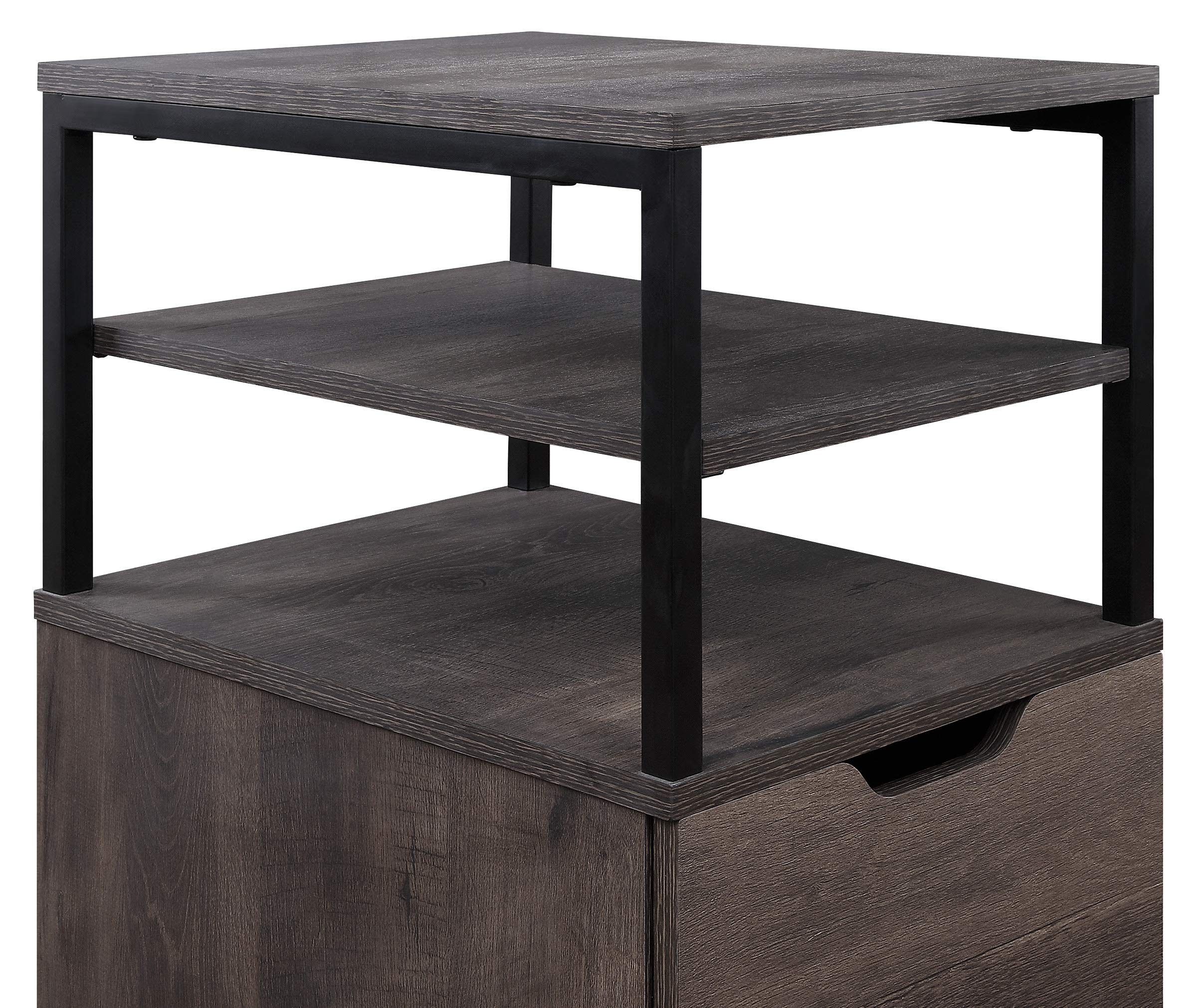 OSP Home Furnishings Modern Mobile Cart with Wheels - Ozark Ash Finish - Rolling Kitchen Island, Bar Cart & Storage Solution for Small Spaces