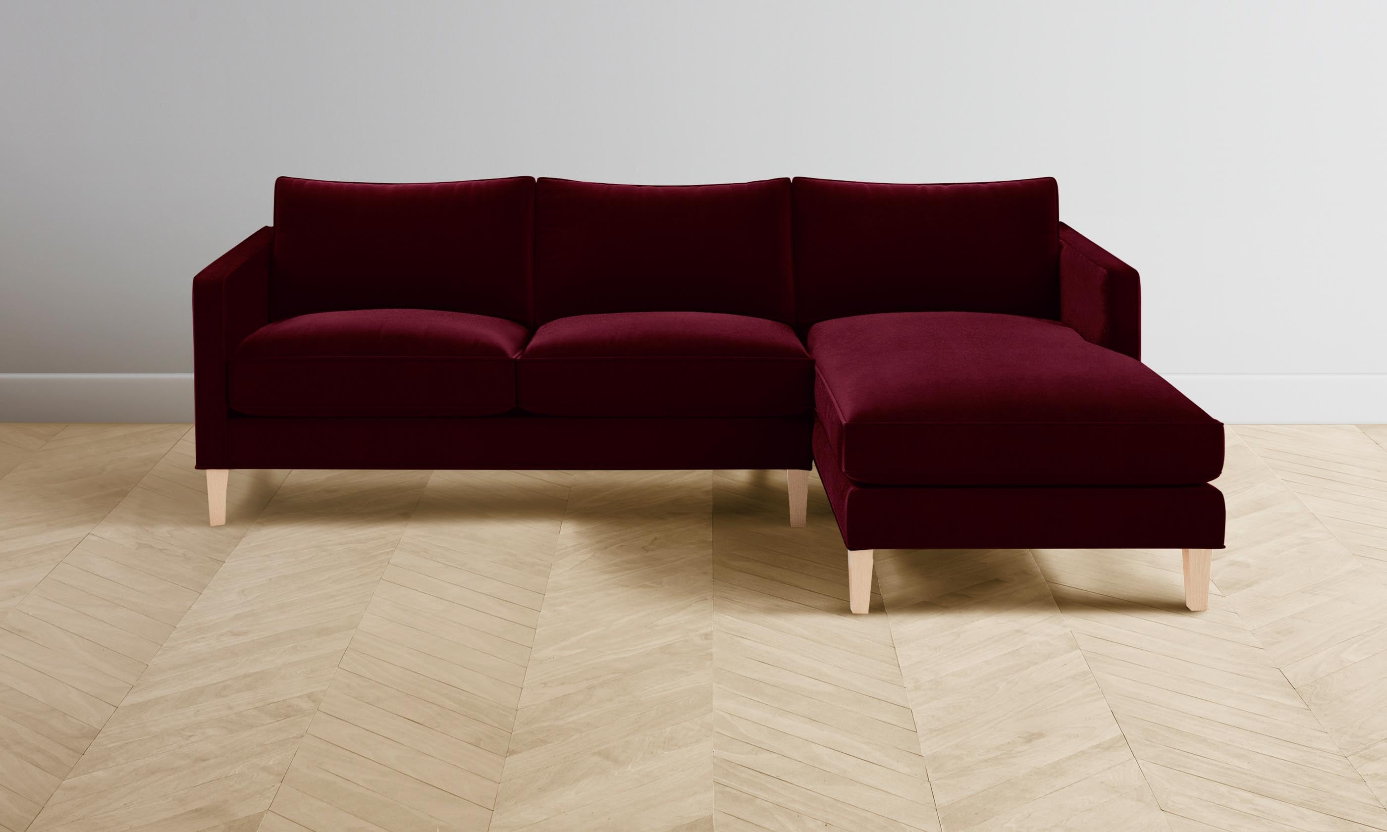 Premium Crosby Sectional Sofa - Soft Mohair Upholstery in Rich Crimson Red - Perfect for Living Room, Lounge & Cozy Home Decor