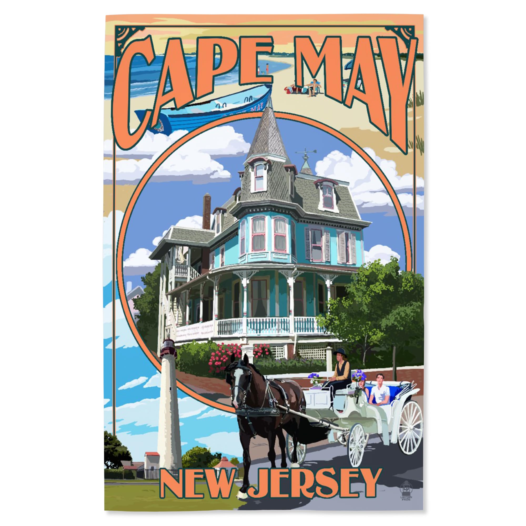 Lantern Press 16x24 Inch Giclee Print - Cape May New Jersey Coastal Montage Wall Art | Perfect for Beach House Decor, Living Room & Office Wall Decor