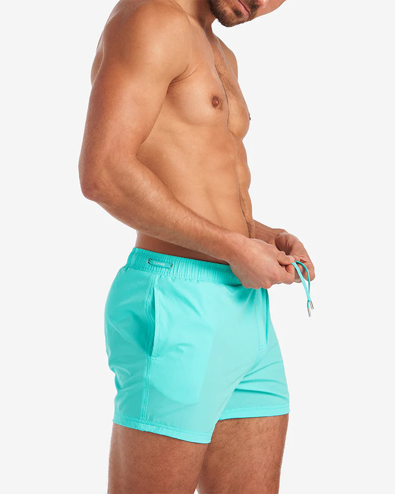 **Teamm8 Grid 4.5 Swim Shorts for Men - Quick-Dry, UPF 50+ Sun Protection, Bondi Blue - Perfect for Beach, Pool & Water Sports**