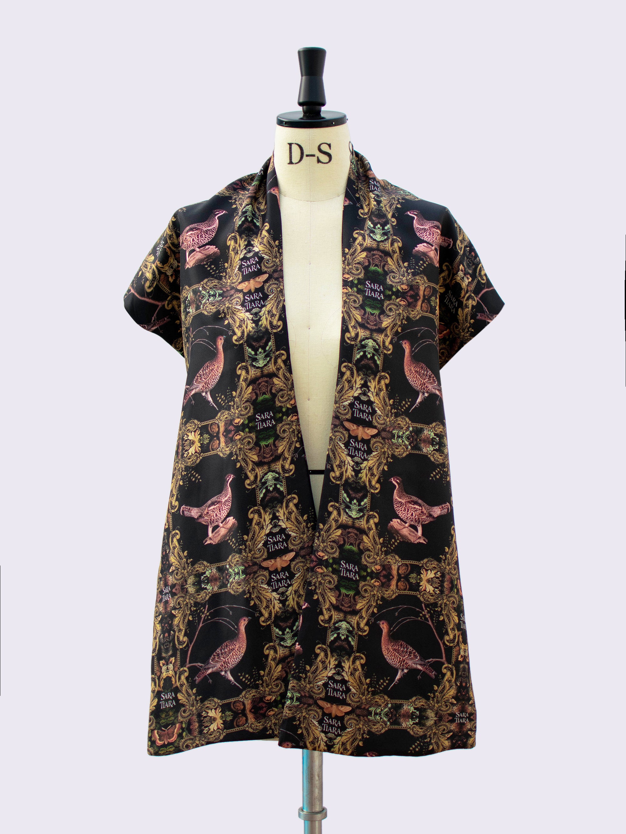 Elegant Silk Maxi Scarf with Grouse Print - Lightweight Fashion Accessory for Women, Perfect for Parties, Weddings & Everyday Wear