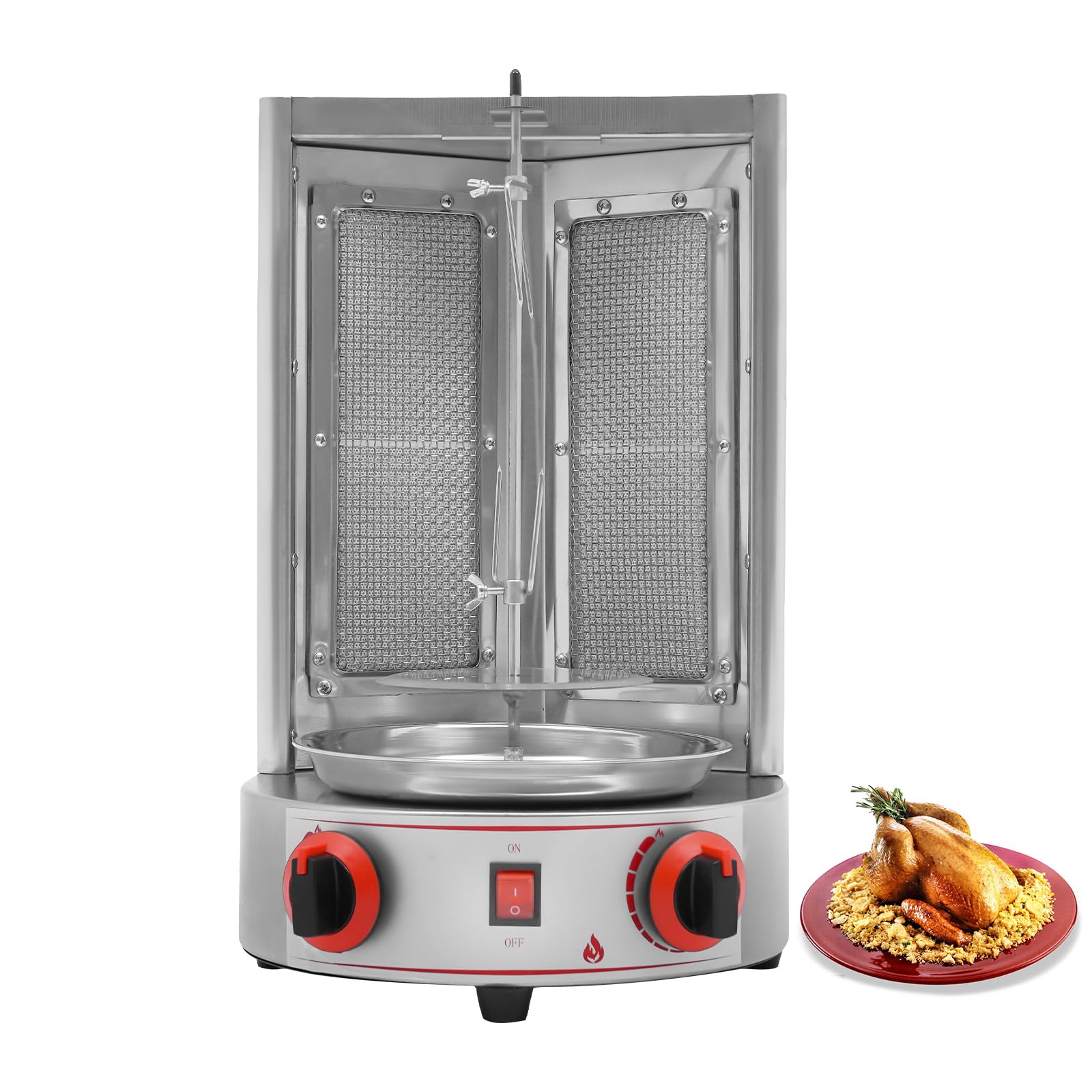 Commercial Electric Shawarma Grill Machine - 110V 3000W Vertical Gas Broiler, Stainless Steel Doner Kebab Gyro Rotisserie with 360° Rotation - Perfect for Restaurants, Food Trucks & Middle Eastern Cuisine