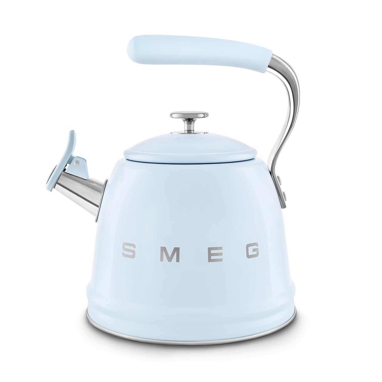 SMEG Retro Stovetop Whistling Tea Kettle 2.4 Quart (Pastel Blue) - Vintage Style Electric & Gas Stove Top Kettle for Tea, Coffee & Hot Water - Perfect for Kitchens, Cafés & Gifts