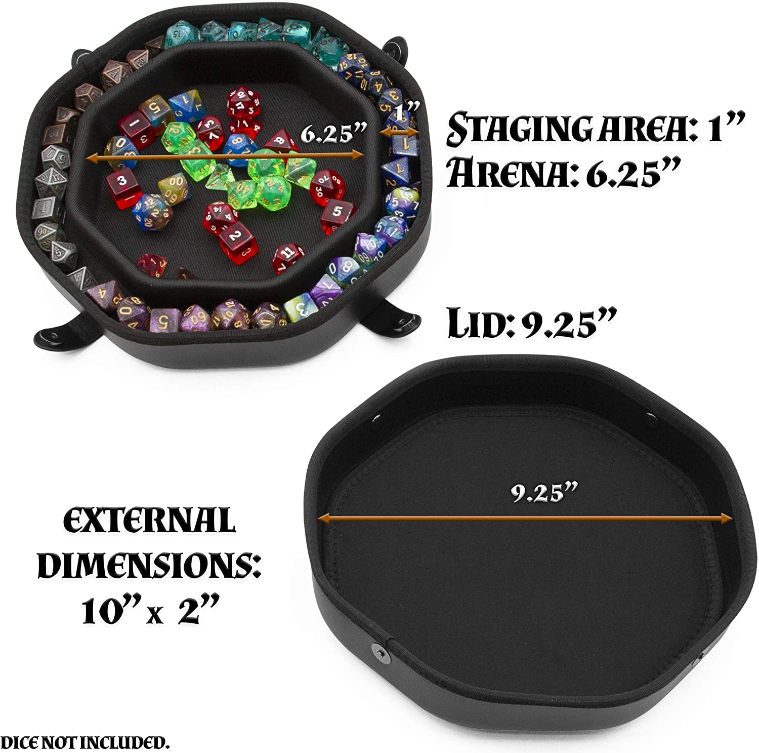 CASEMATIX Dice Tray and Storage Case - Holds 115 RPG Dice with Magnetic Snaps, Embossed Dragon Design & Non-Scratch Interior - Perfect for D&D, Pathfinder and Tabletop Gaming