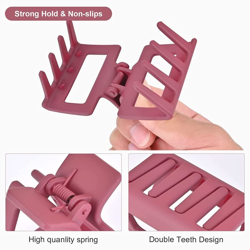 Shidara Cute Hair Claw Clips for Women & Girls - Strong Non-Slip Jaw Clips for Thick, Thin, Long & Short Hair - Matte Square Medium Hair Clips (6-Piece Set) - Perfect for Work, School & Everyday Styling