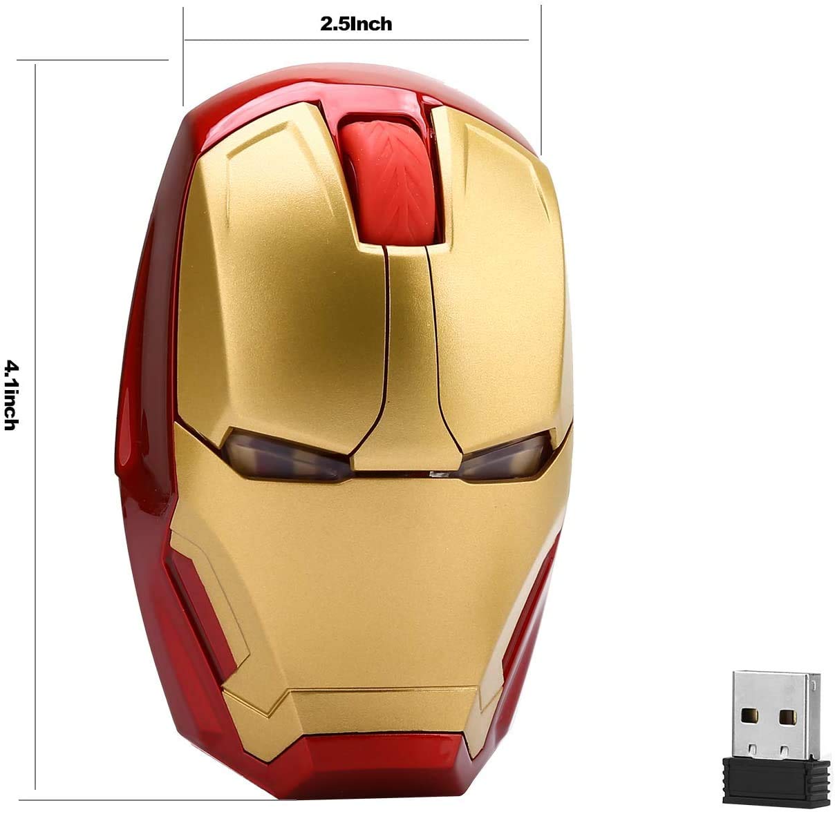 Mikayoo Ergonomic Wireless Mouse - Iron Man Design, 2.4G Portable Mouse with USB Nano Receiver for PC, Laptop, MacBook, Long Range up to 50 ft, Ideal for Office, Gaming, and Travel