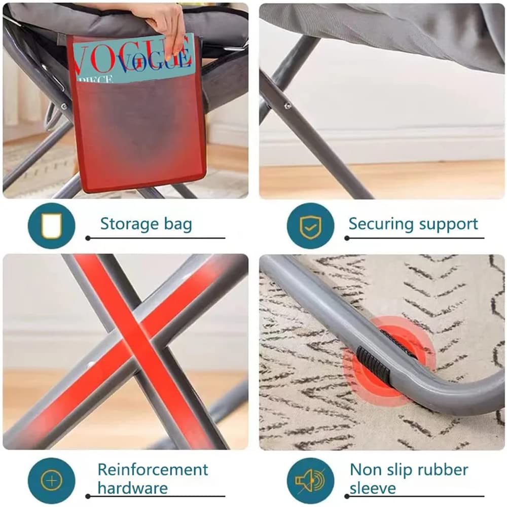 Modern Lazy Chair with Ottoman - Foldable Reclining Lounge Chair with Armrests & Side Pocket - Comfortable Leisure Sofa for Bedroom, Living Room, Office - Perfect for Relaxing, Reading & Napping (Grey)