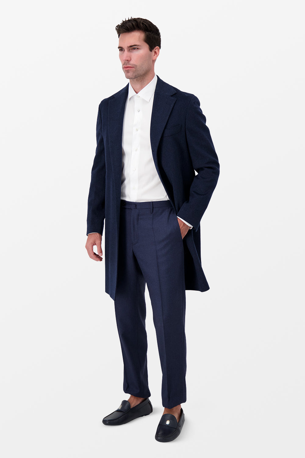 Barba Napoli Navy Brio Coat - Premium Italian Wool Overcoat for Men | Formal Winter Coat for Business & Special Occasions