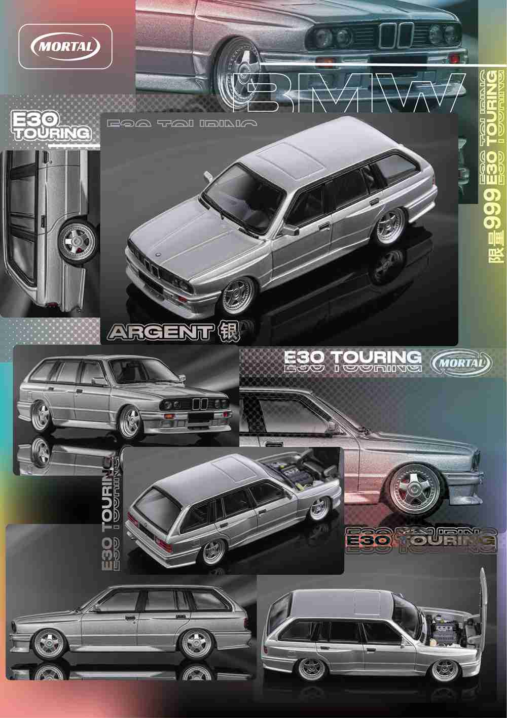 1:64 Scale BMW E30 M3 Style Touring Wagon Diecast Model Car with Opening Hood - Collectible Toy for Hobbyists & Car Enthusiasts - Perfect for Display, Gifts, and Racing Scenes