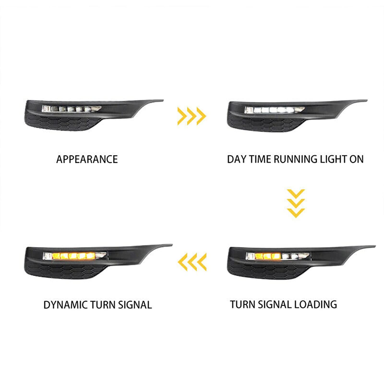 2016-2017 Honda Accord Coupe/Sedan LED Fog Lights - Dynamic Turn Signal DRL Breathing Lights (Left & Right Pair) - Upgrade Your Night Driving Safety & Style