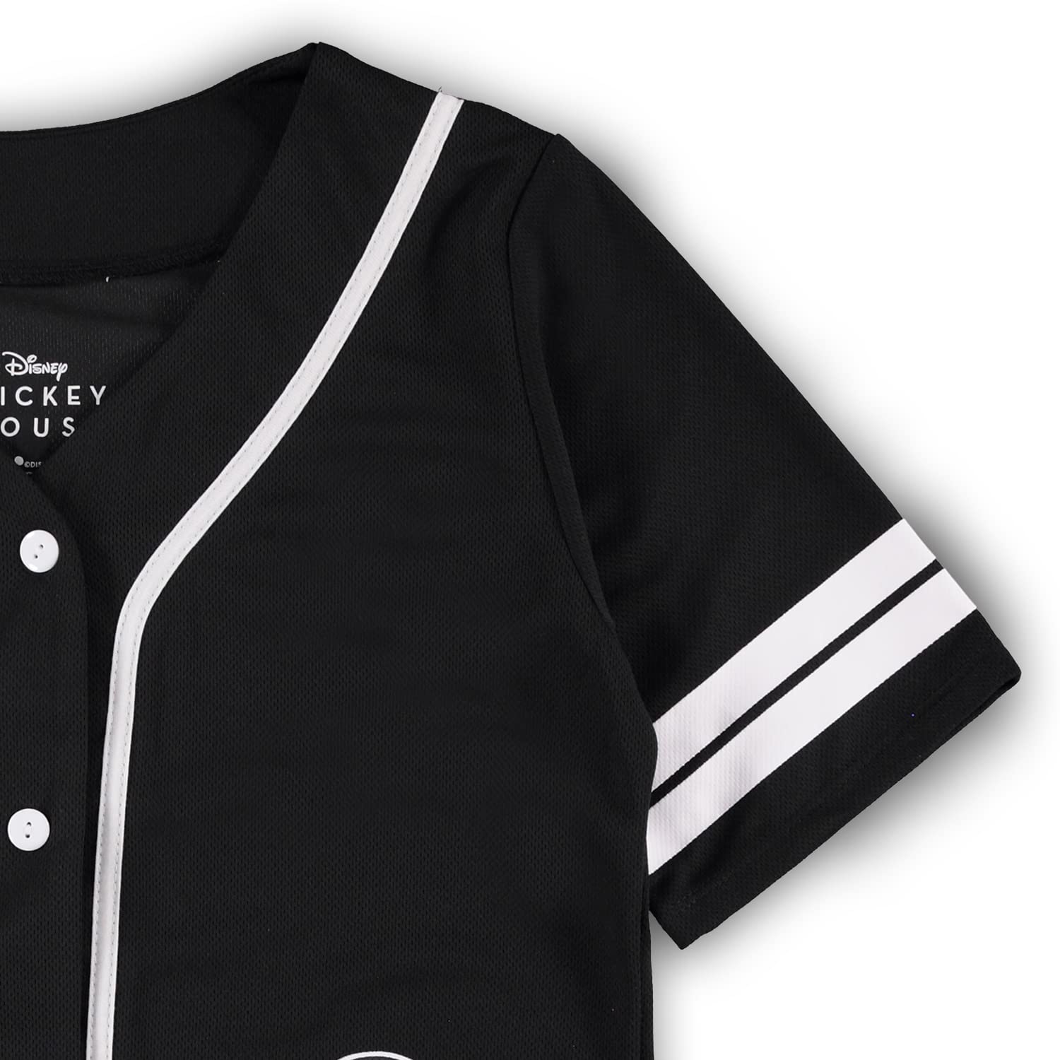 Disney Women's Mickey & Minnie Mouse Baseball Jersey Shirt - Cute Button Down Top for Casual Wear, Theme Parks & Disney Fan Gifts