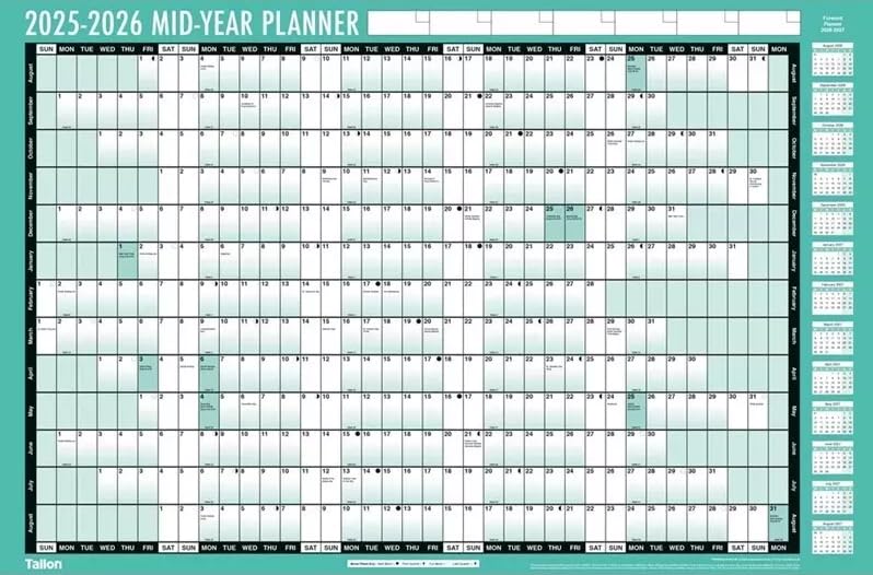 2025-2026 Large Academic Mid-Year Wall Planner Calendar - A1 Size (840x600mm) - Perfect for Classroom, Office & Home Organization