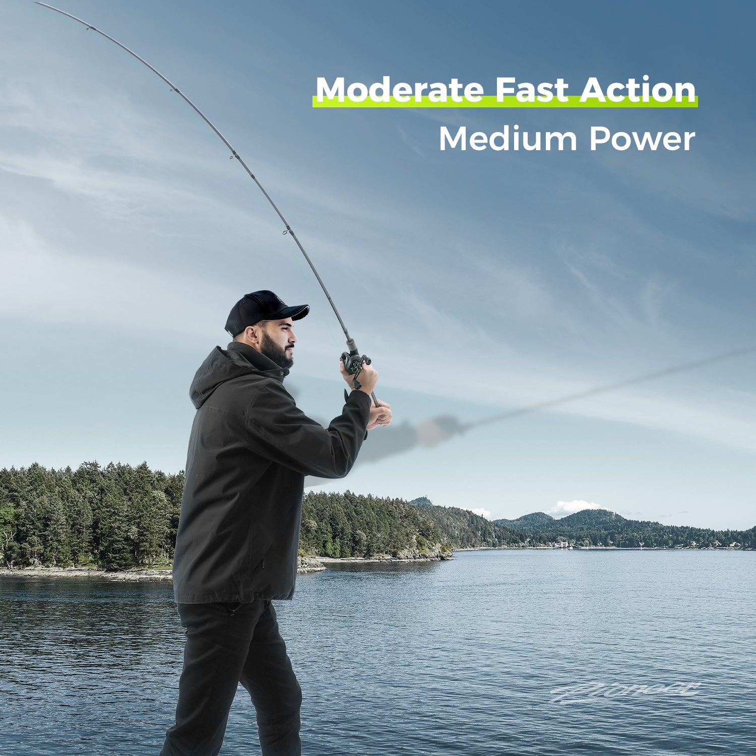 Pioneer Bass 2-Piece Casting Rod - High Performance Fishing Rod for Freshwater & Saltwater - Perfect for Bass Fishing, Kayak Fishing, and Shore Casting