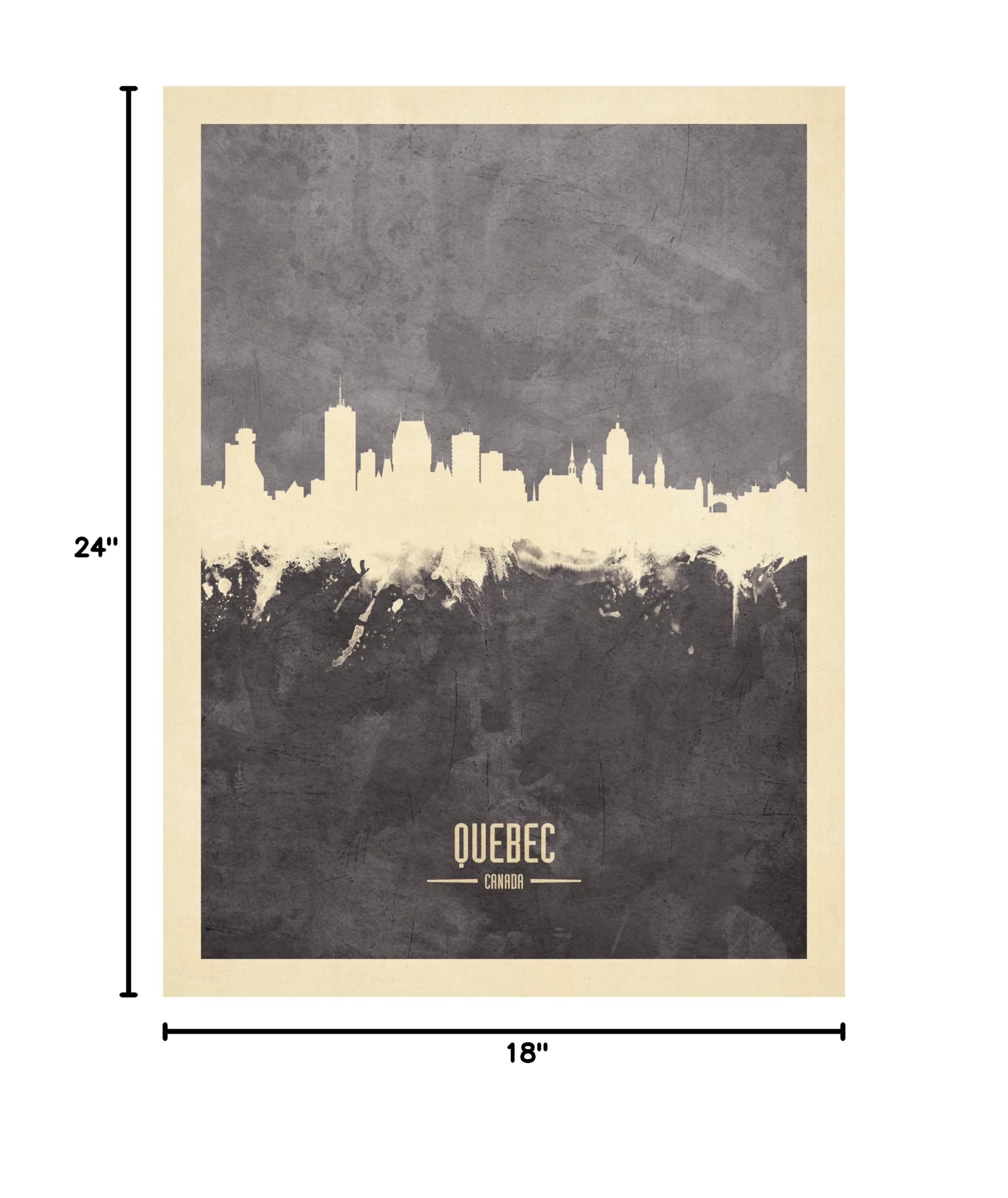 Michael Tompsett 'Quebec Canada Skyline Gray' Canvas Wall Art Print - Modern Home & Office Decor, Living Room Bedroom Wall Decor
