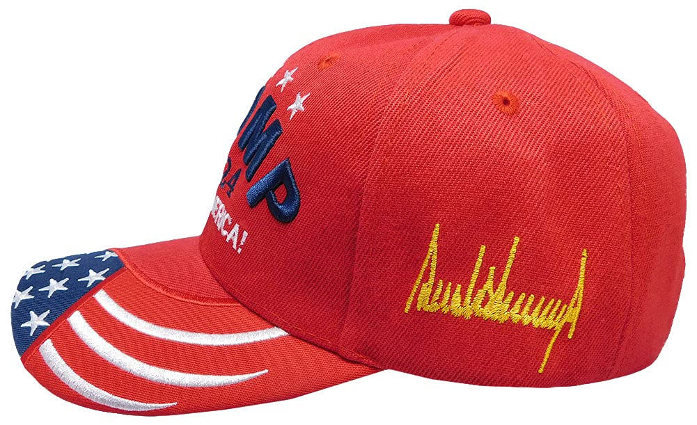 Trump 2024 Save America Baseball Cap - Patriotic USA Flag Shadow Design - 100% Polyester Adjustable Embroidered Hat for Political Rallies & Outdoor Events