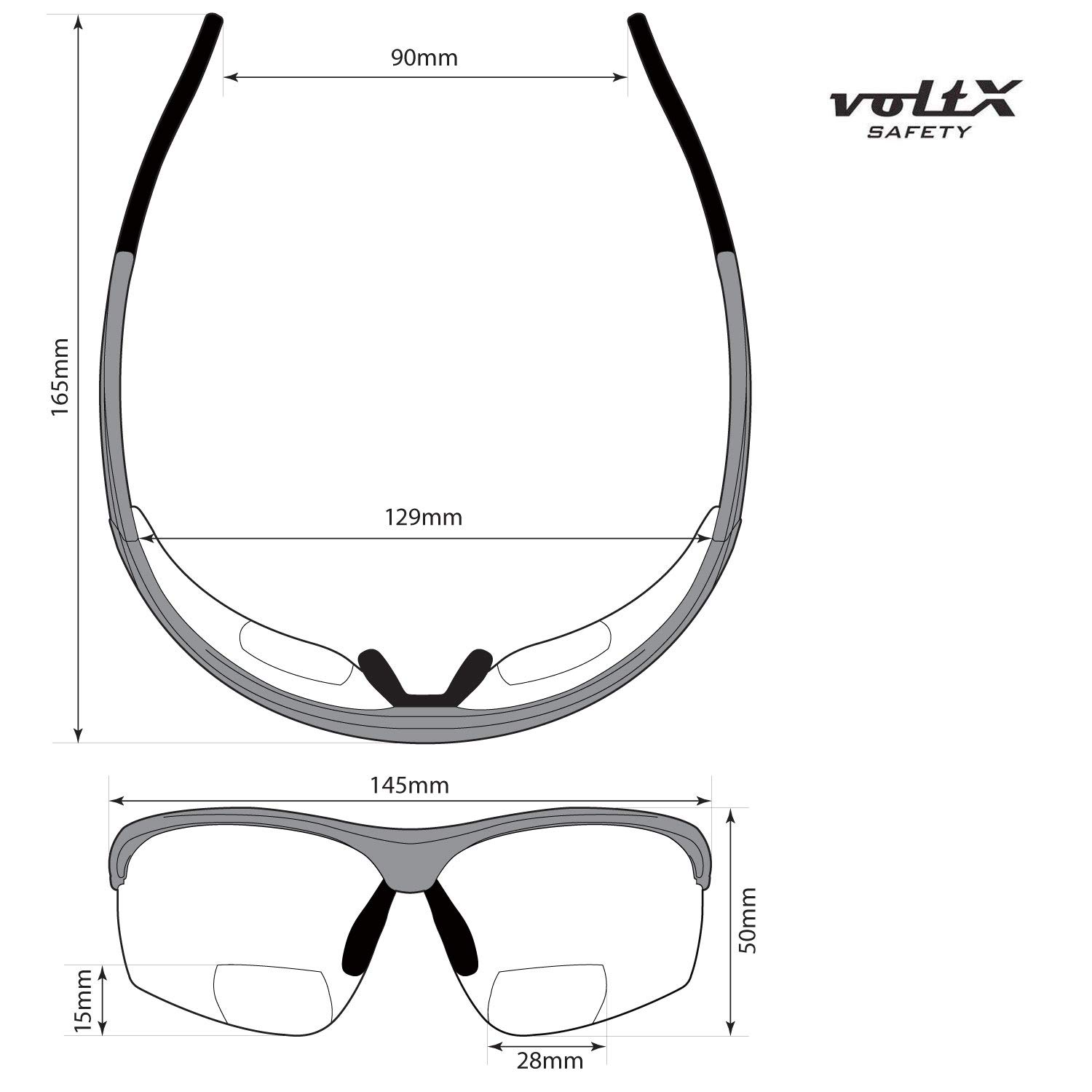 VoltX CONSTRUCTOR ULTIMATE Bifocal Safety Glasses - Blue Frame with Blue Mirror Lens +1.5 Dioptre - CE EN166FT Certified - Anti-Fog UV400 Protection - Premium Cycling & Sports Eyewear - Ideal for Construction, Woodworking, and Outdoor Activities
