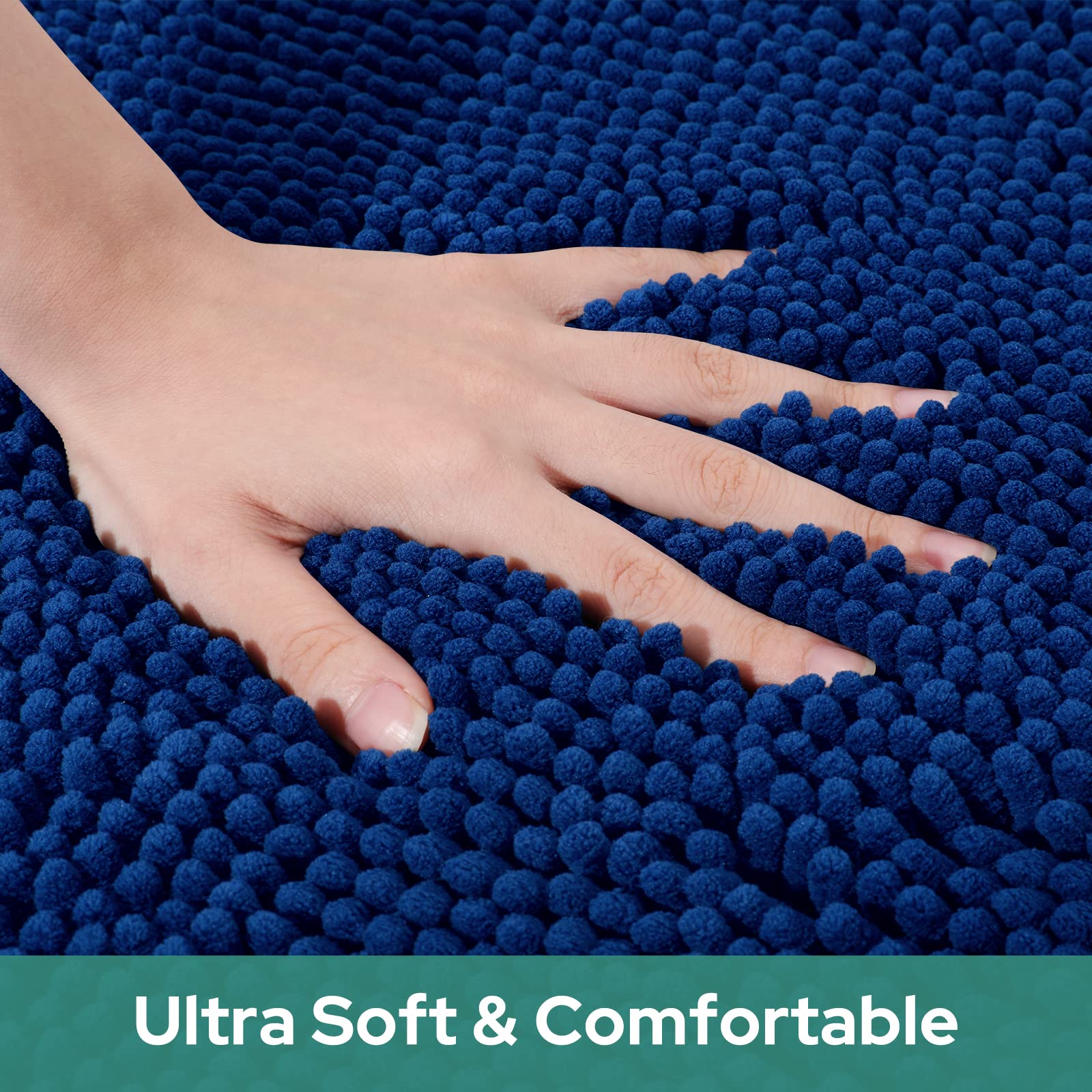 Premium Chenille Shaggy Bath Mat - Ultra Soft, Absorbent & Non-Slip Round Bathroom Rug (2ft, Navy Blue) | Machine Washable for Easy Care | Perfect for Bathroom, Shower & Vanity Areas