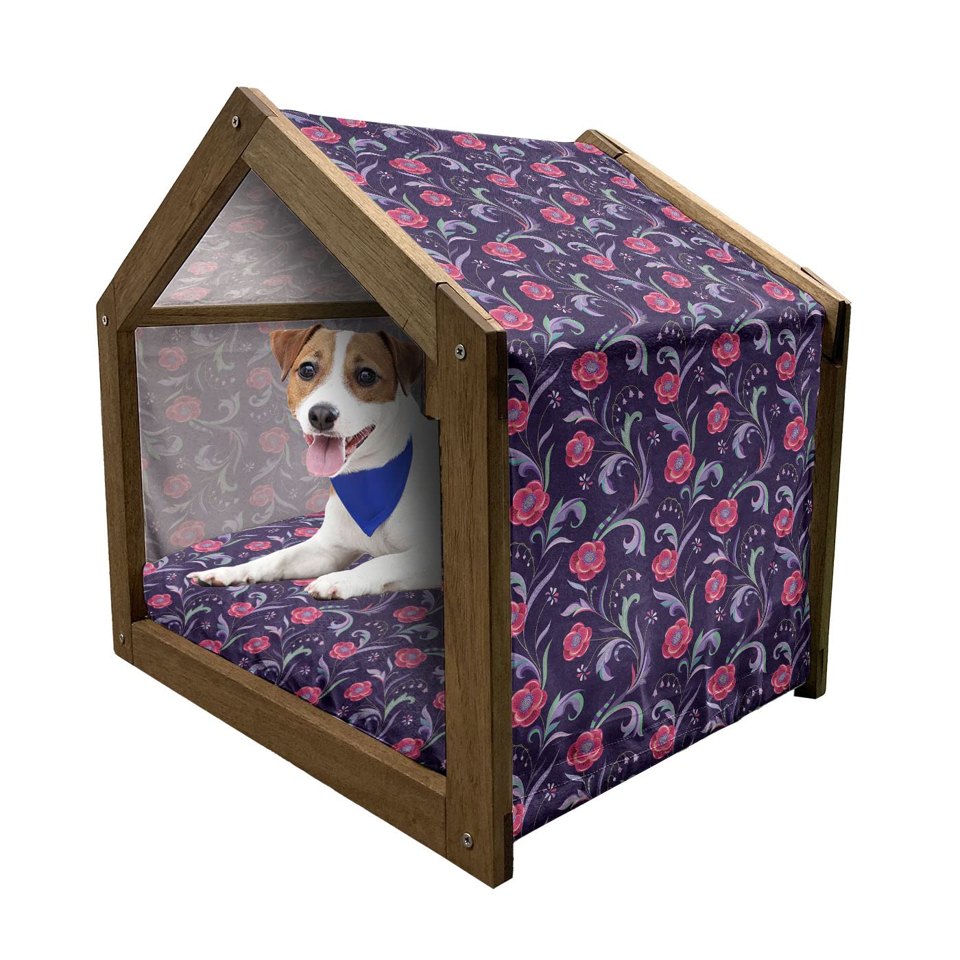 Lunarable Colorful Wooden Pet House - Cozy Indoor/Outdoor Dog & Cat Shelter for Small to Medium Pets - Perfect for Home, Yard, or Patio Use