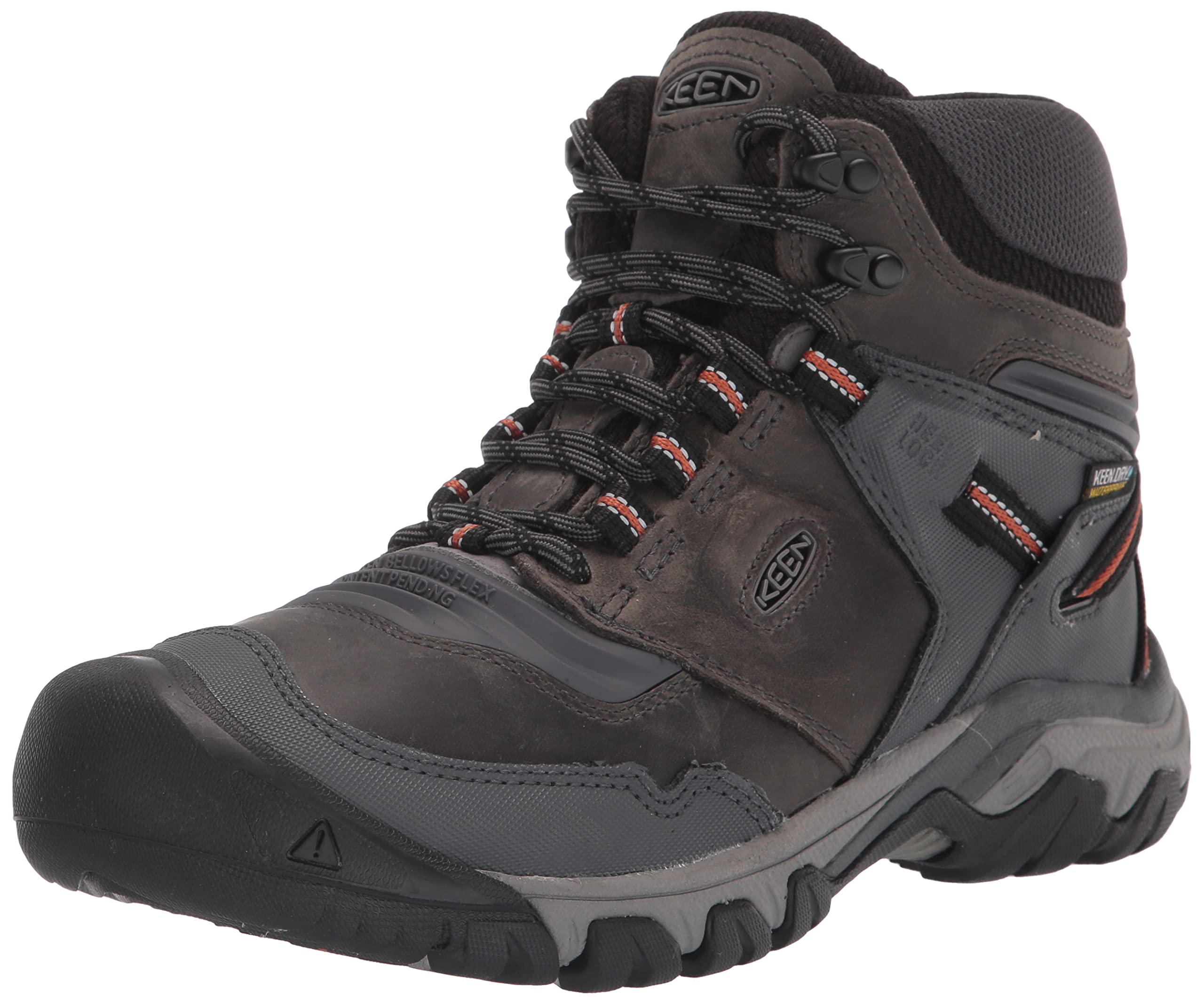 KEEN Men's Ridge Flex Mid Height Waterproof Hiking Boots - Lightweight & Durable Outdoor Footwear for Trekking, Camping & Mountain Adventures