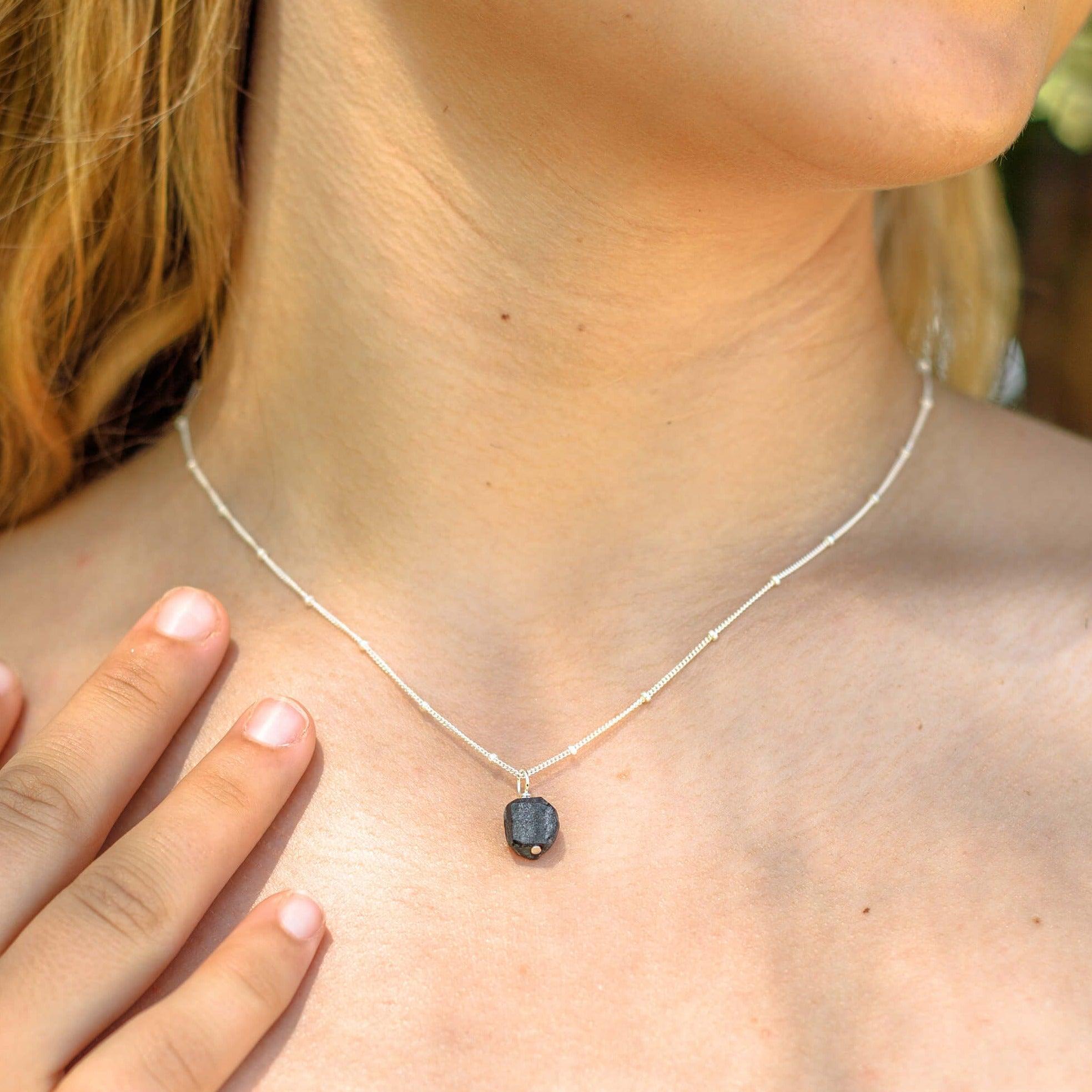 Natural Raw Obsidian Pendant Necklace - Handmade Black Stone Jewelry for Women & Men - Perfect for Spiritual Protection, Meditation & Everyday Wear