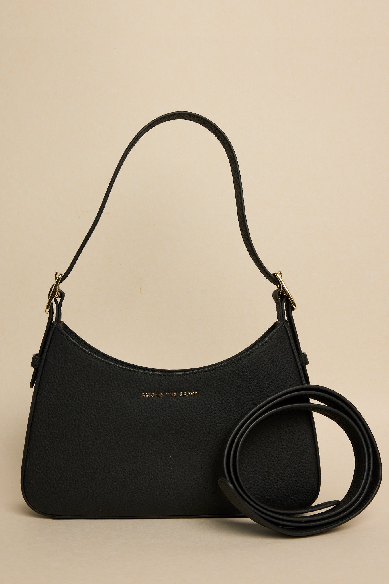 Brooklyn Black Leather Double Buckle Shoulder Bag for Women - Stylish Crossbody Purse for Work, Travel & Everyday Use