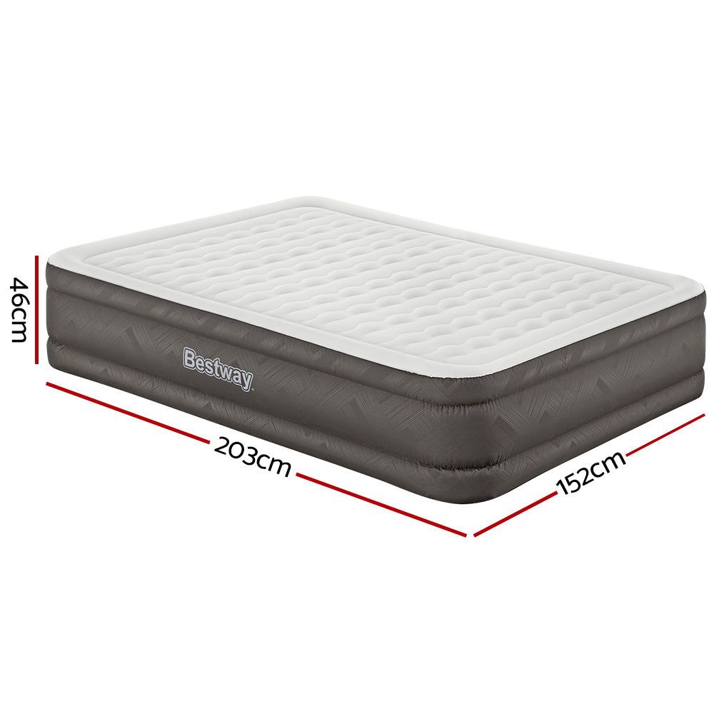 Bestway Queen Size Air Mattress with Built-in Pump - Inflatable Camping Bed for Indoor & Outdoor Use - Perfect for Guests, Travel, and Backyard Camping