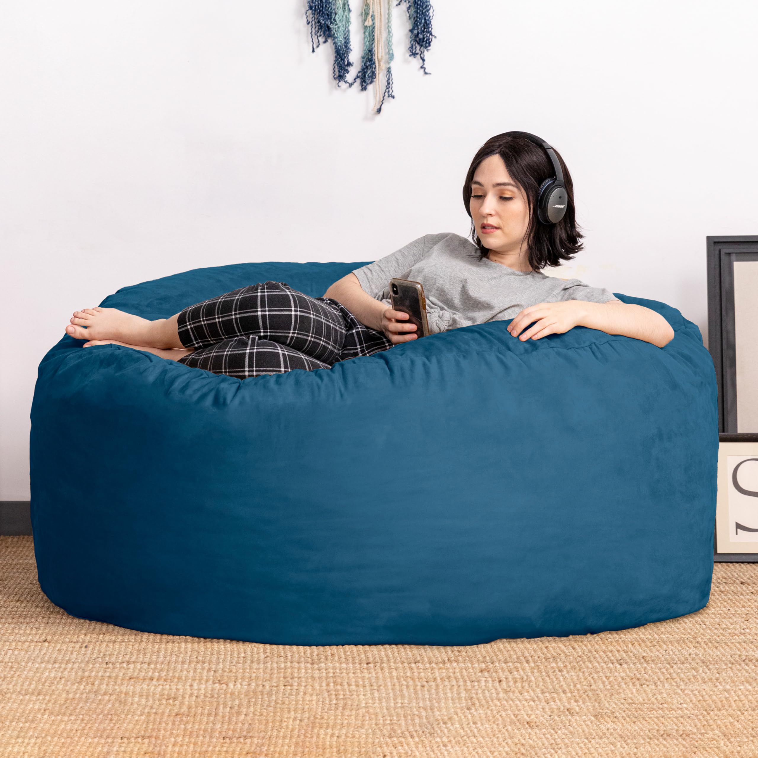 Jaxx 5 Foot Saxx - Oversized Navy Blue Bean Bag Chair for Adults | Perfect for Living Room, Bedroom, Gaming & Relaxation