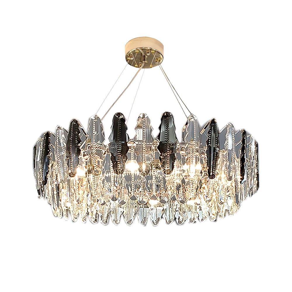 Elegant Leaf Crystal Chandelier - Modern Glass Ceiling Light Fixture for Dining Room, Living Room & Bedroom Decor