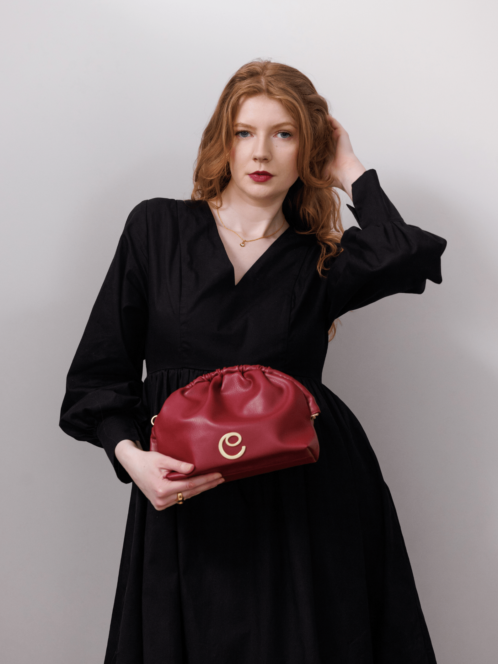 Norma Vegan Grape Leather Large Clutch Purse for Women - Burgundy Crossbody Bag - Eco-Friendly Faux Leather Handbag for Evening Parties, Weddings & Date Nights