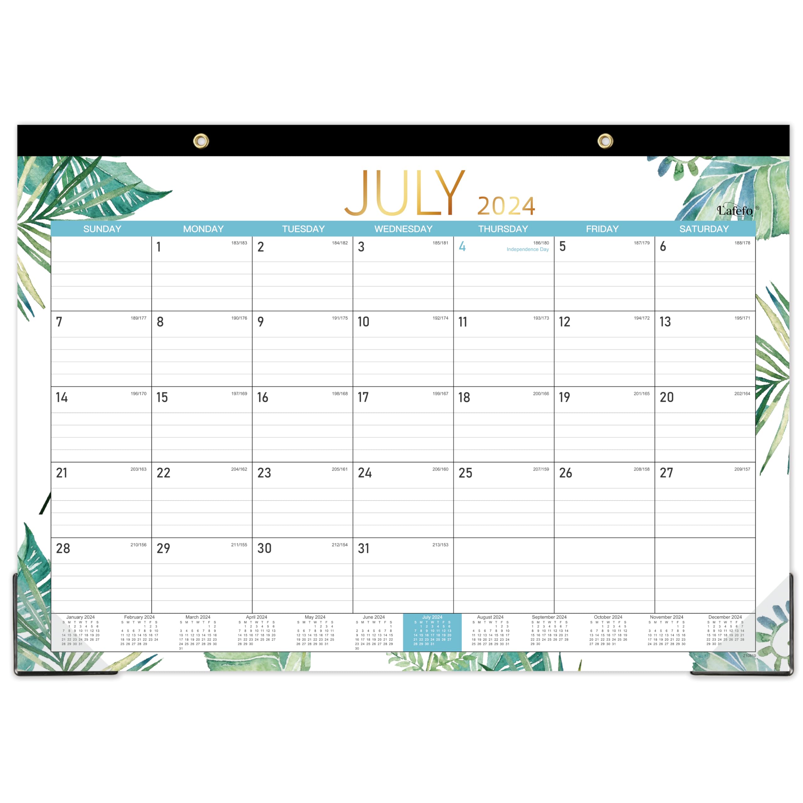 2024-2025 Monthly Desk Calendar Planner - 18 Months from July 2024 to December 2025 - 16.8