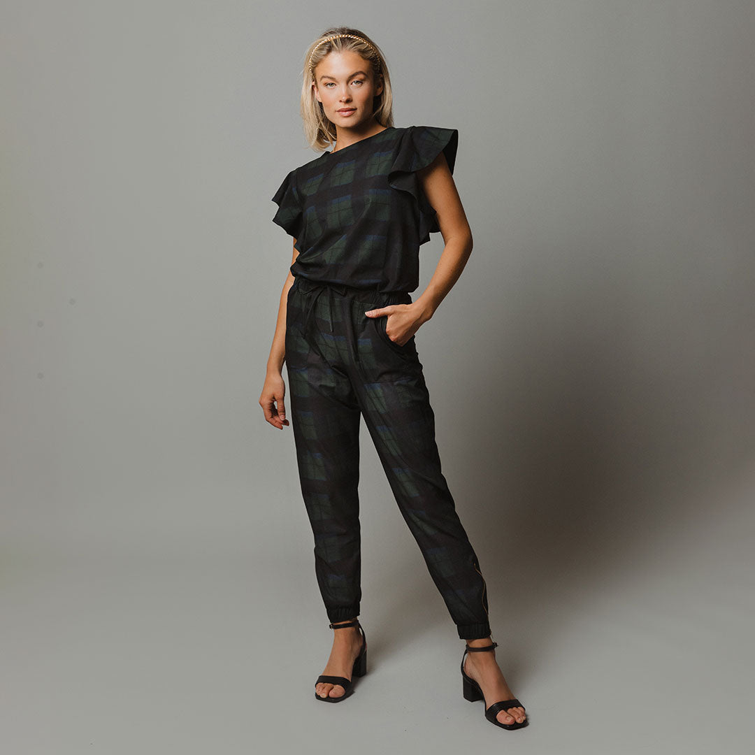 9 to 9 Women's Mistletoe Print Jumpsuit - Stylish One Piece Romper for Work, Party & Casual Wear | Perfect for Office, Holiday Events & Everyday Outfits