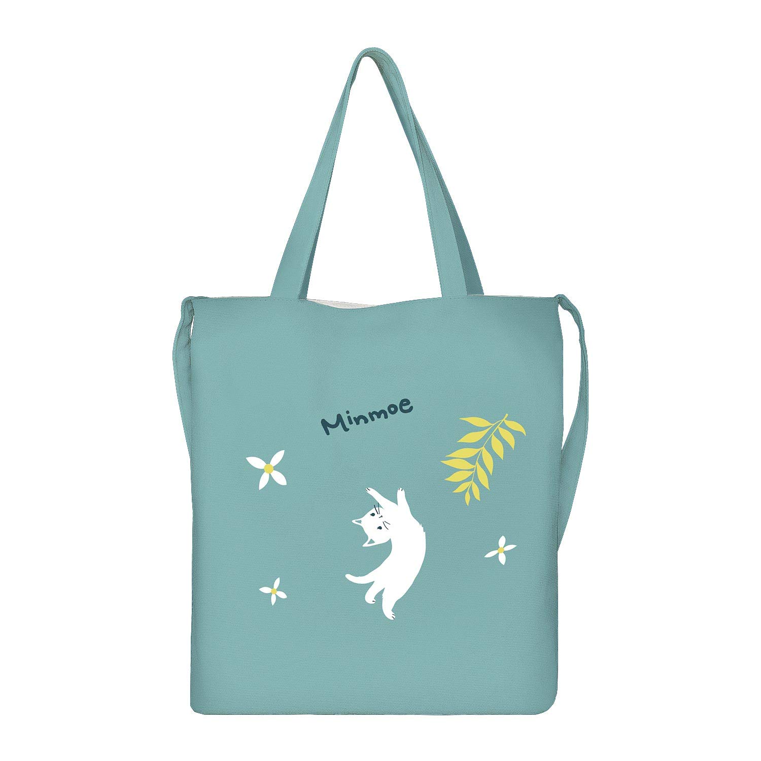 Eco-Friendly Cotton Canvas Tote Bag with Long Adjustable Shoulder Straps & Multiple Pockets - Perfect for Grocery Shopping, Beach Trips & Daily Commute