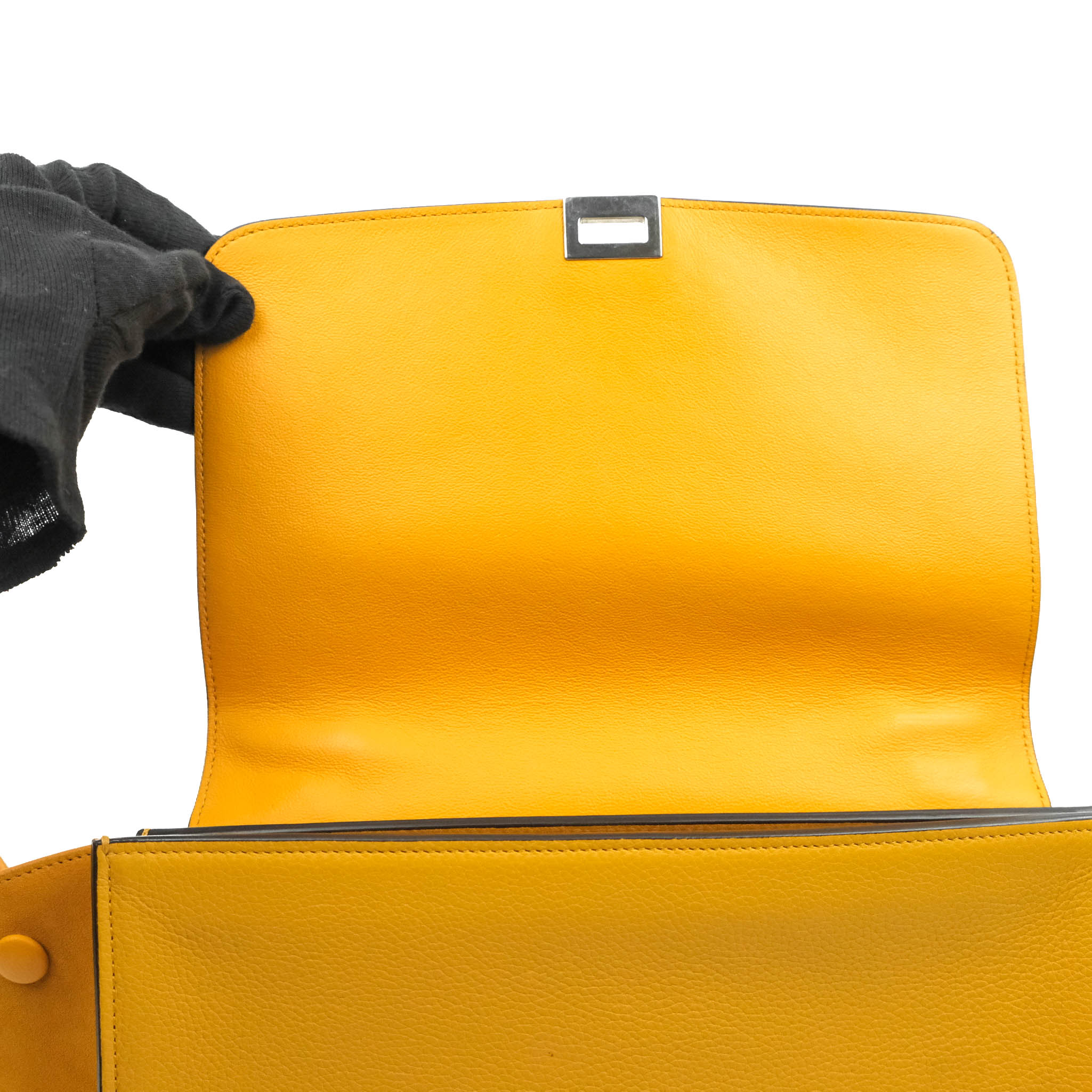 Celine Small Trapeze Bag in Mustard Yellow - Genuine Grained Calfskin Leather Crossbody Purse for Women | Perfect for Work, Travel & Everyday Use