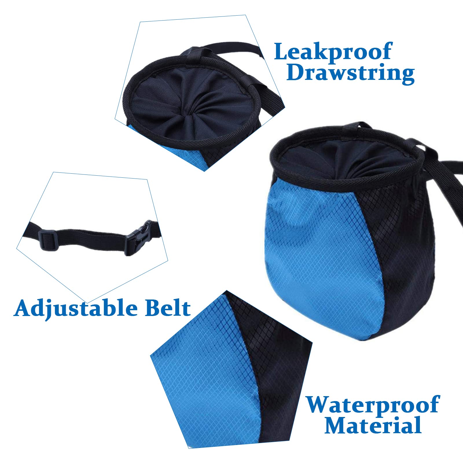 Premium Chalk Bag for Rock Climbing & Bouldering - Adjustable Waist Belt & Drawstring Closure - Ideal for Weightlifting, Gym, CrossFit, Billiards & Athletics (Blue) - Perfect for Outdoor Adventures & Indoor Training Sessions