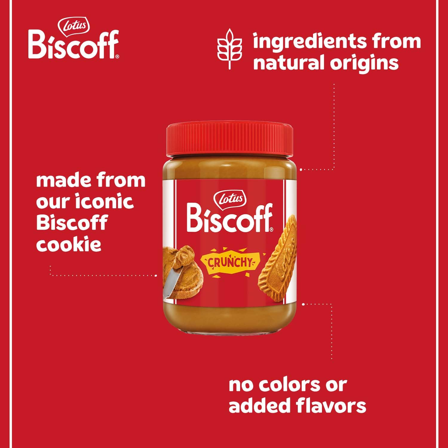 Crunchy Lotus Biscoff Cookie Butter Spread - Non-GMO, Vegan, Gluten-Free - 13.4 Oz Jar (Pack of 8) - Perfect for Toast, Pancakes, Desserts & Baking