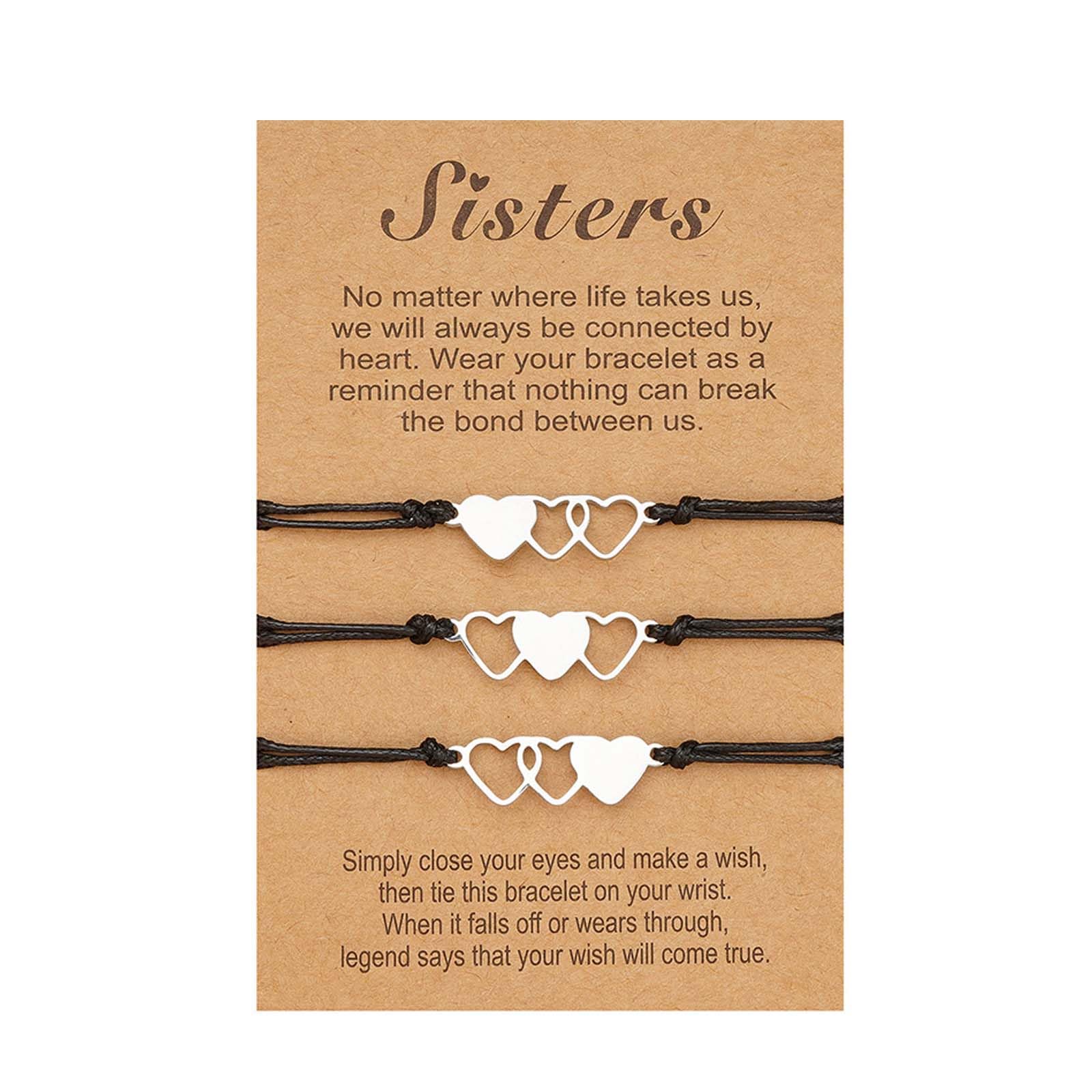 Sister Bracelets Set - Adjustable Matching Heart Wish Jewelry Gifts for Sisters, Best Friends, Couples | Perfect for Birthdays, Anniversaries, Valentine's Day & Friendship Gifts