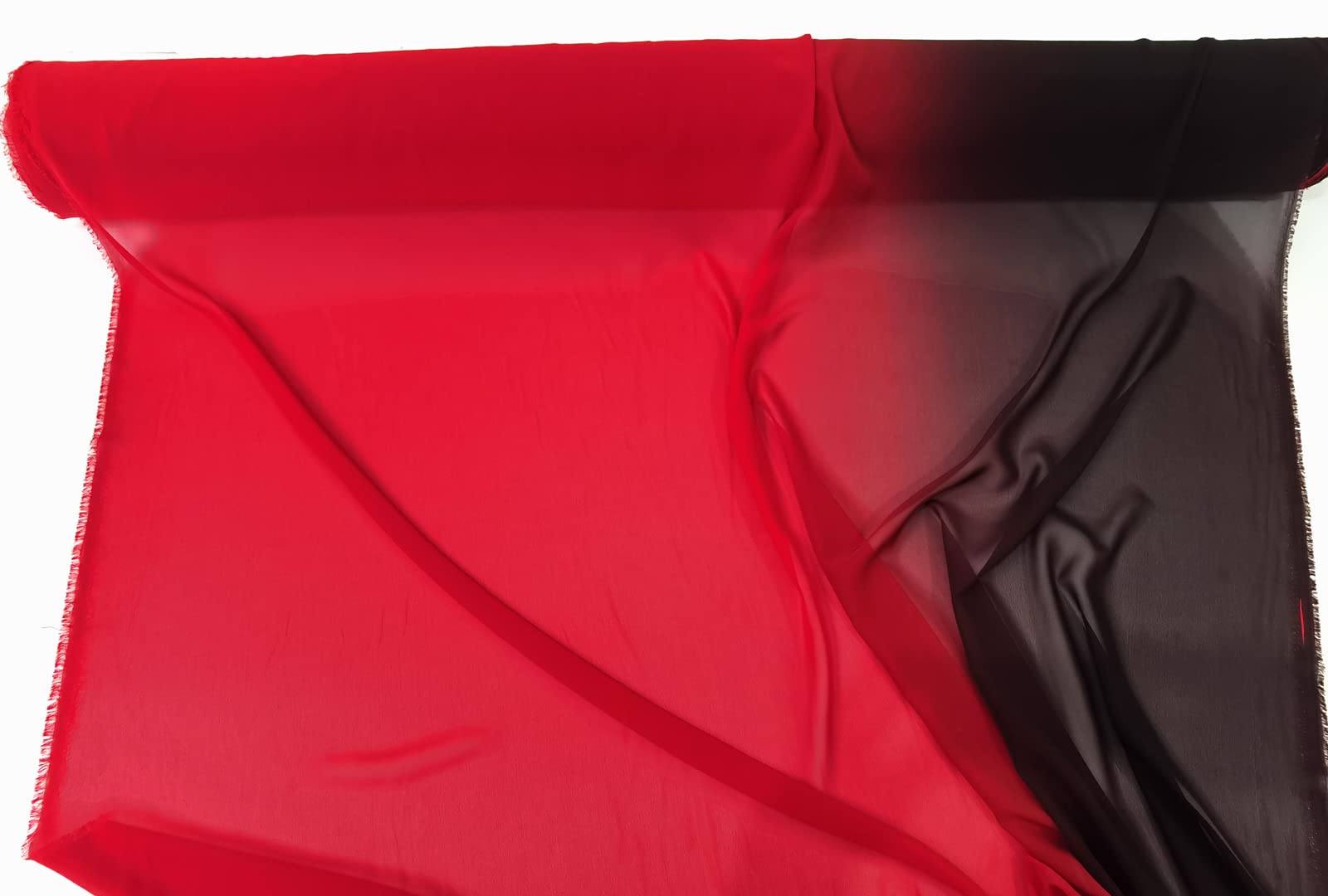 100D Black & Red Ombre Chiffon Fabric - Premium 2-Tone Shading Material for Dresses, Skirts, Scarves & Dance Costumes - DIY Sewing & Fashion Design - Perfect for Evening Gowns, Flowy Skirts & Elegant Scarves