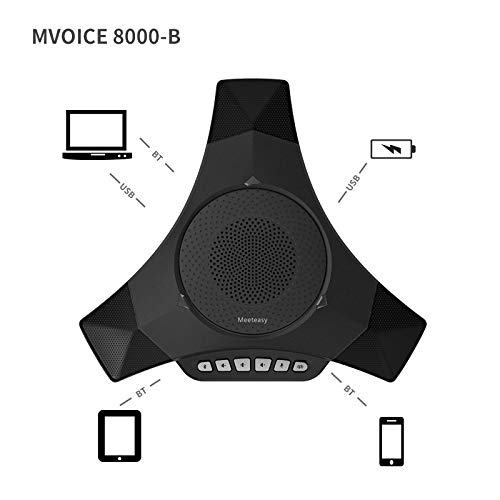 MVOICE 8000-B Plus Bluetooth USB Speakerphone - Noise Cancelling Conference Call Device for PC, VoIP Softphone & Mobile Phone | Perfect for Home Office, Remote Work & Online Meetings