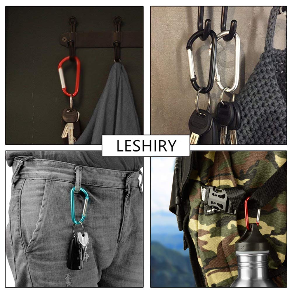 3 Inch Aluminum D-Shape Carabiner Clip - Heavy Duty D-Ring Keychain Hook for Camping, Hiking & Outdoor Gear - Premium Snap Link with Improved Design (Pack of 1/2/5) - Perfect for Keys, Backpacks, Dog Leashes & Sports Equipment