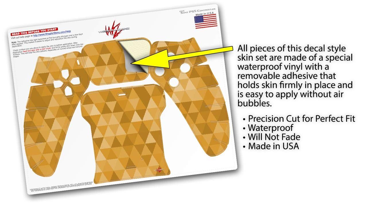 PS5 DualSense Controller Skin Wrap - Triangle Mosaic Orange for Gaming Protection