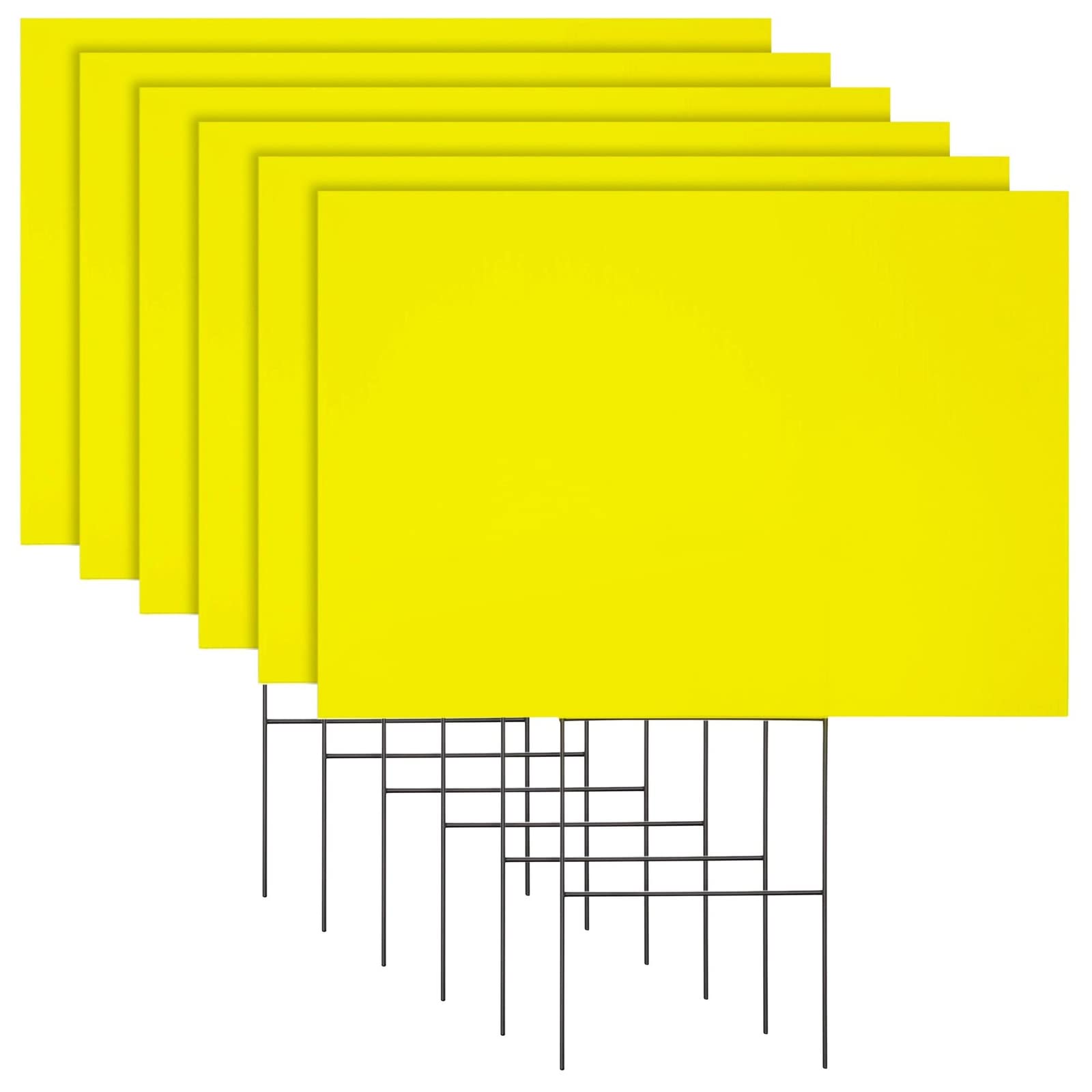 6 Pack Neon Yellow Blank Yard Signs 17x12