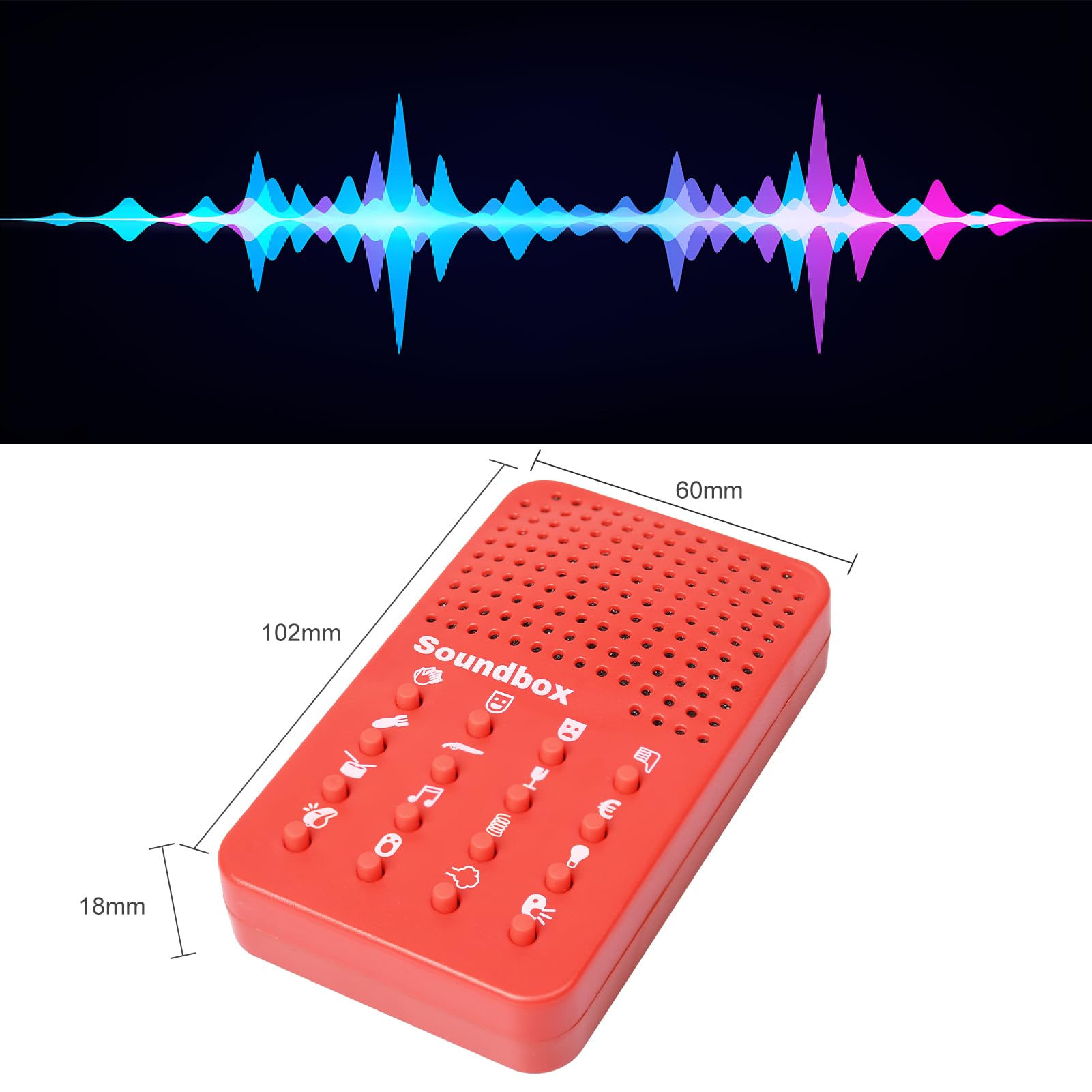 16 Sound Effects Electronic Sound Machine - Funny Prank Noise Maker for Kids & Adults - Perfect for Gag Gifts, Parties & Practical Jokes (Red)