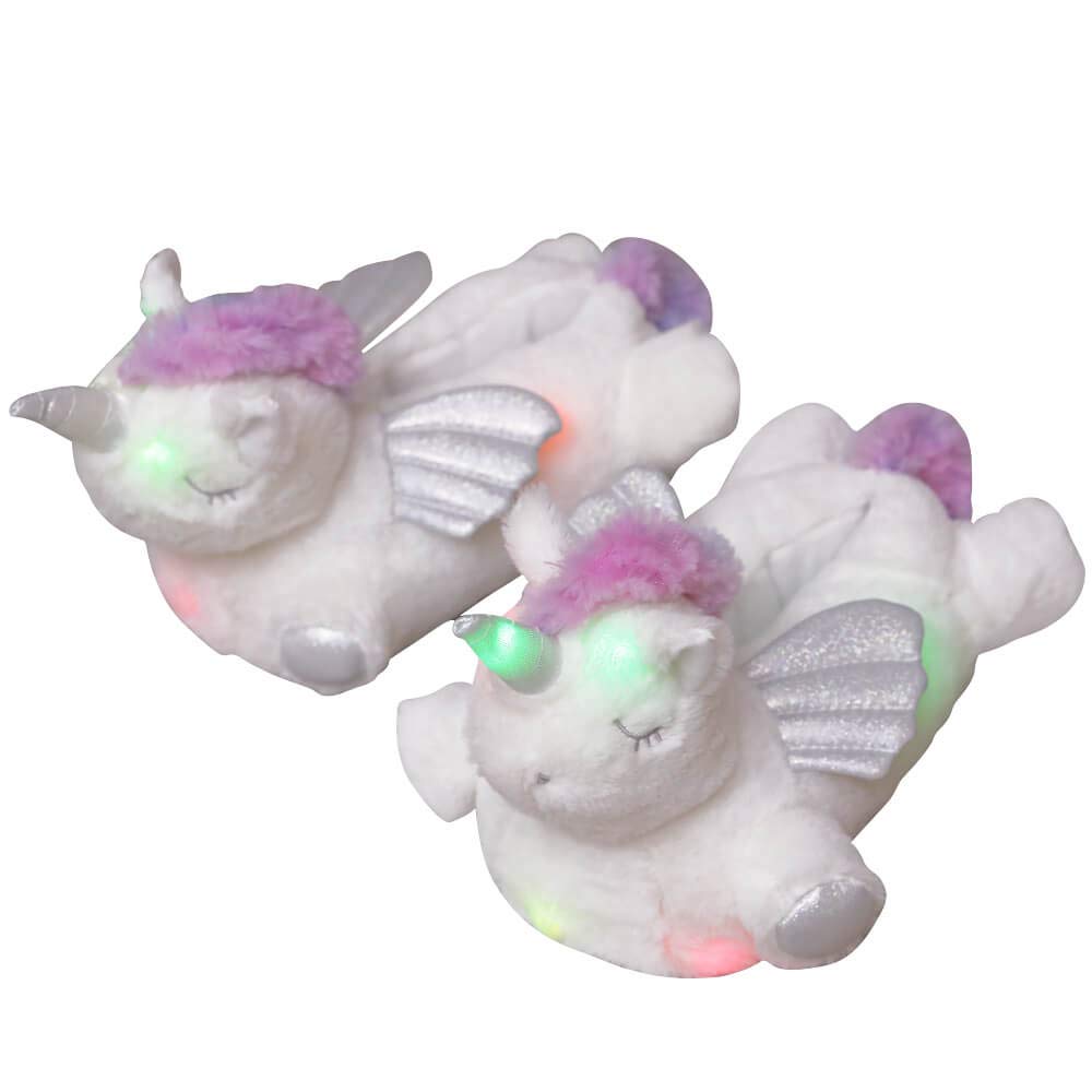 Millffy Women's LED Light Up Slippers - Soft Plush Foot Warmer House Shoes with Glow in The Dark Feature - Perfect for Bedroom, Lounge & Gift Giving